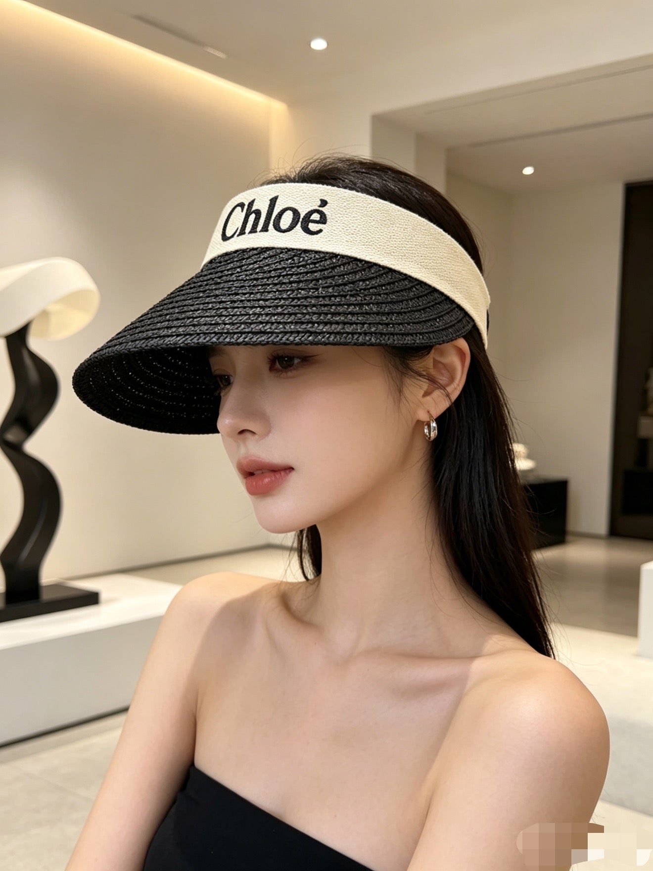 Chloe Sun Hat with Visor Raffia Fabric 343712