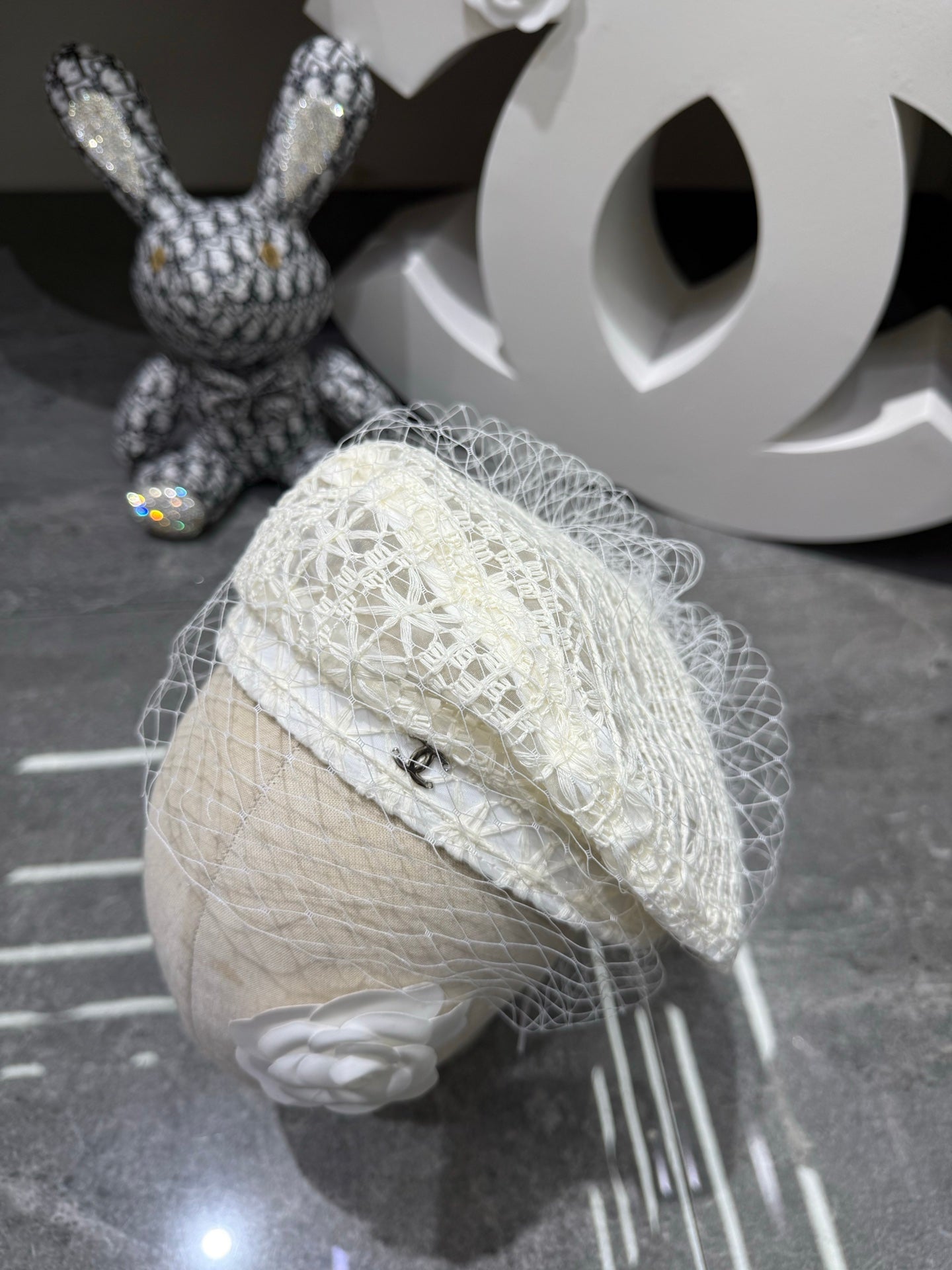 Chanel Lace Mesh Beret 413052