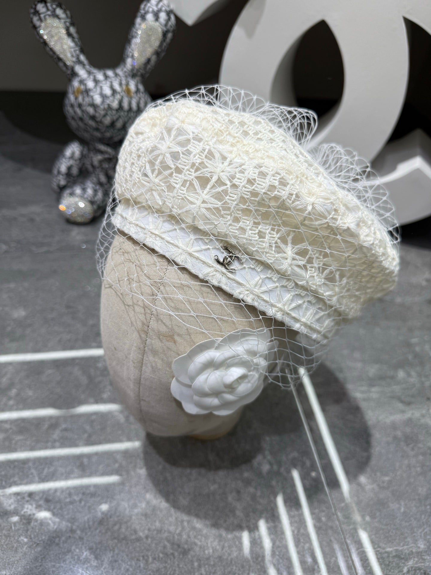 Chanel Lace Mesh Beret 413052