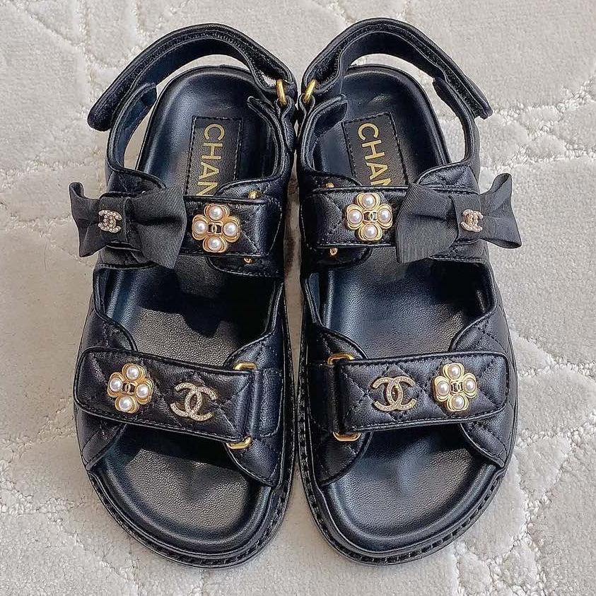 Chanel 2026 Quilted Sandals Suede Sheepskin 977358
