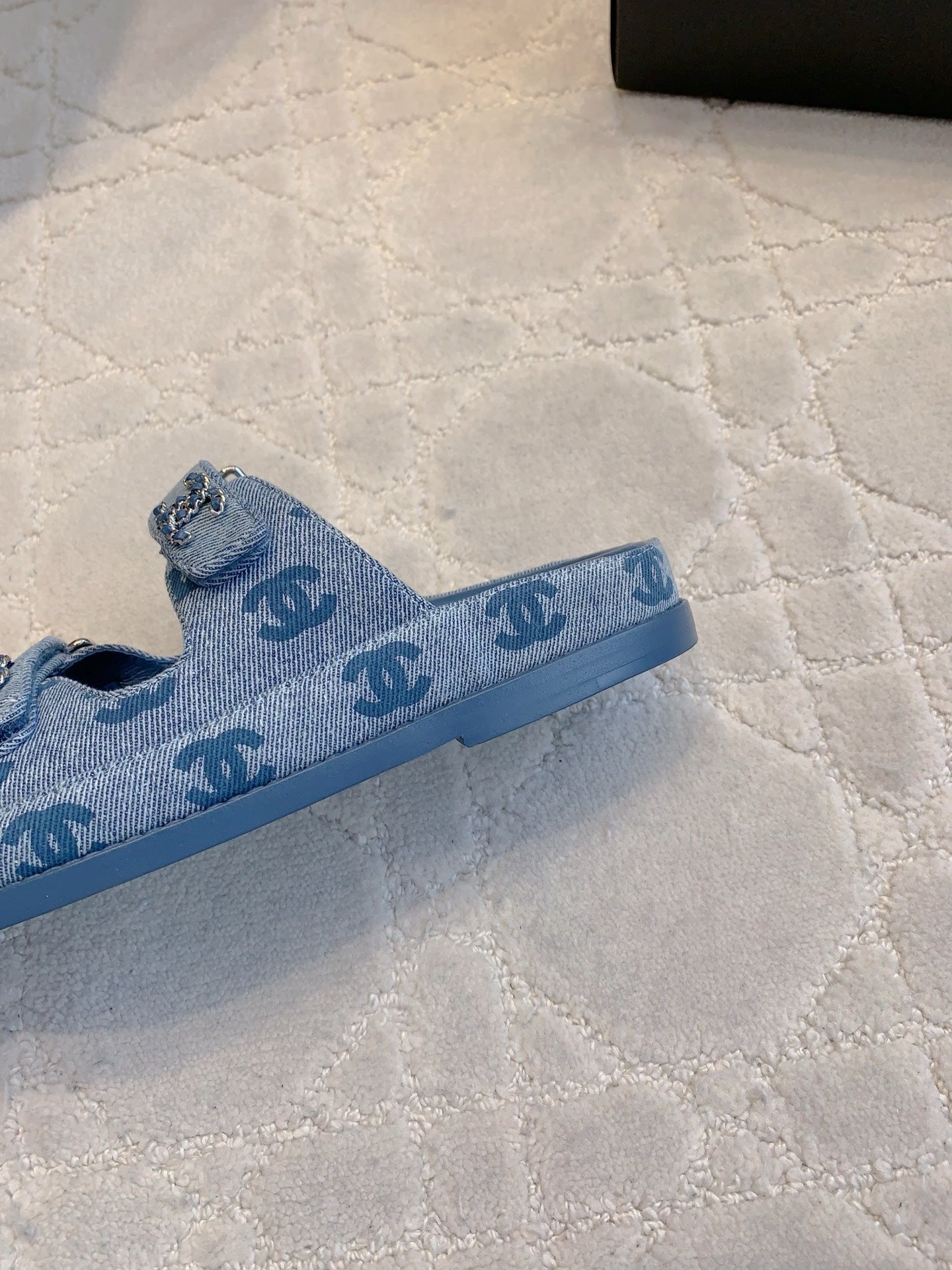 Chanel 2026 Velcro Dad Sandals Blue Denim 977447