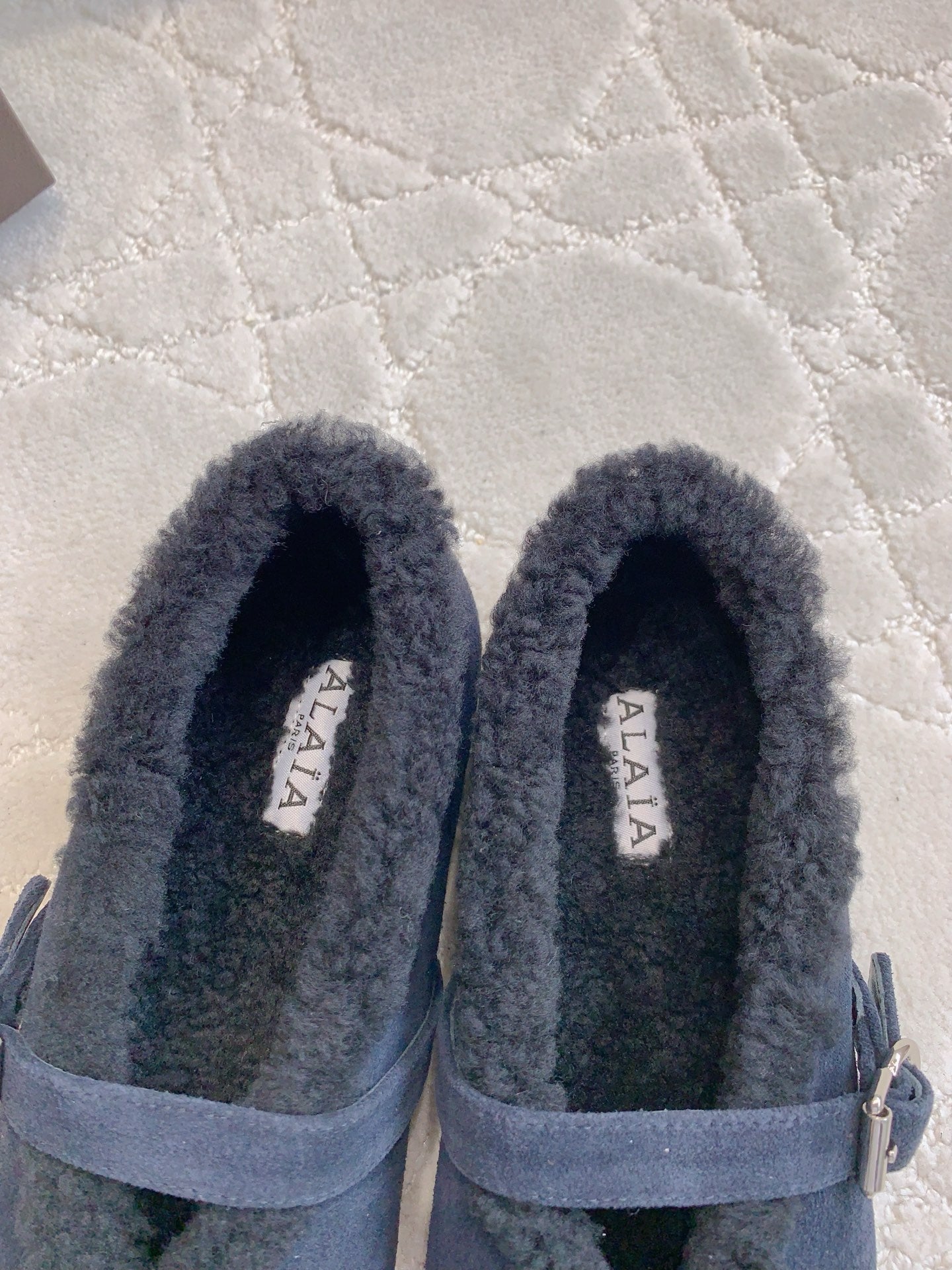 Alaia 2025 Ballet Flat Blue Suede Wool 557376