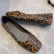 The Row 2025 Square-toe Ballet Flat Leopard Sheepskin 557427