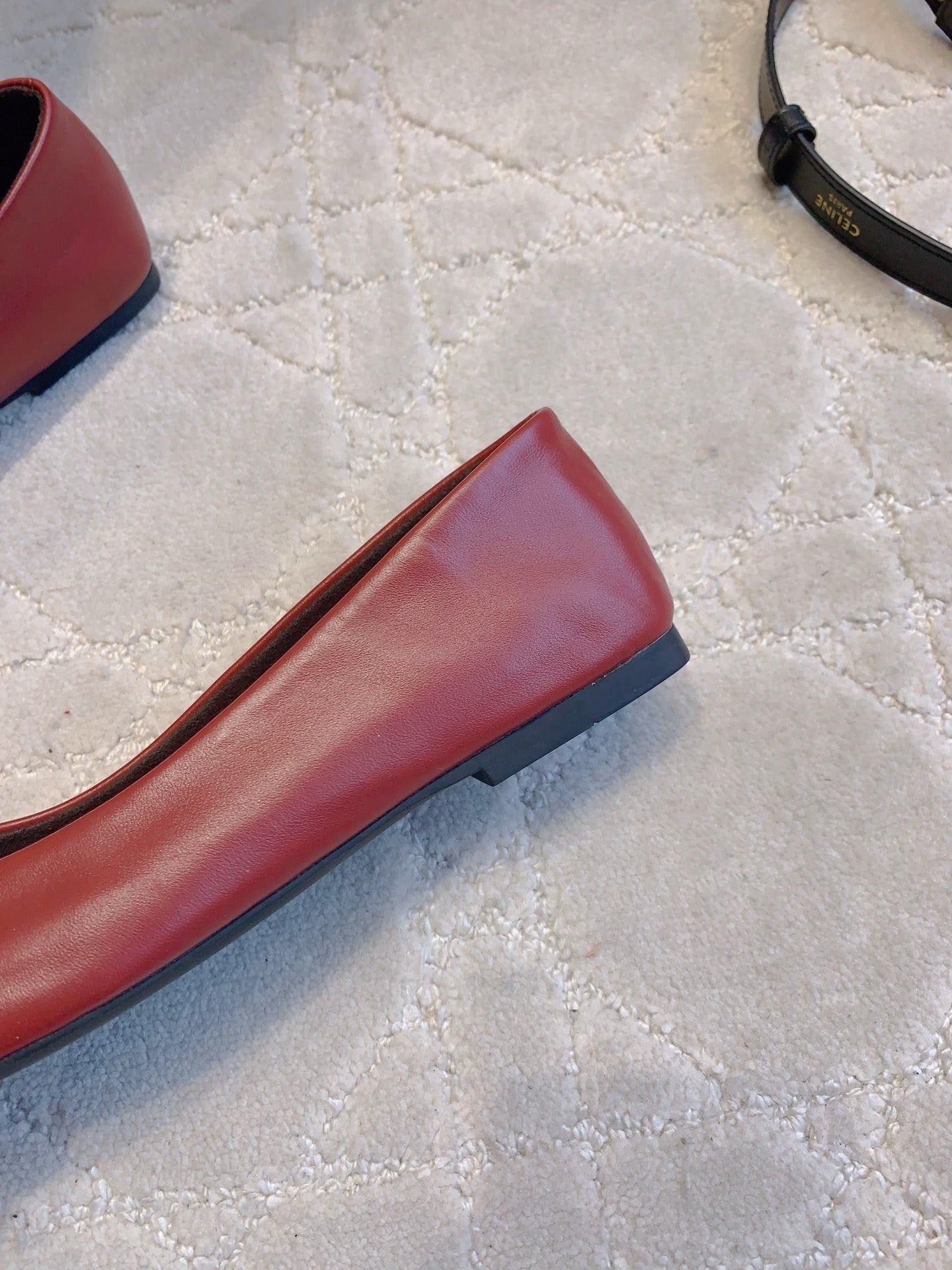 The Row 2025 Square-toe Ballet Flat Red Sheepskin 557430