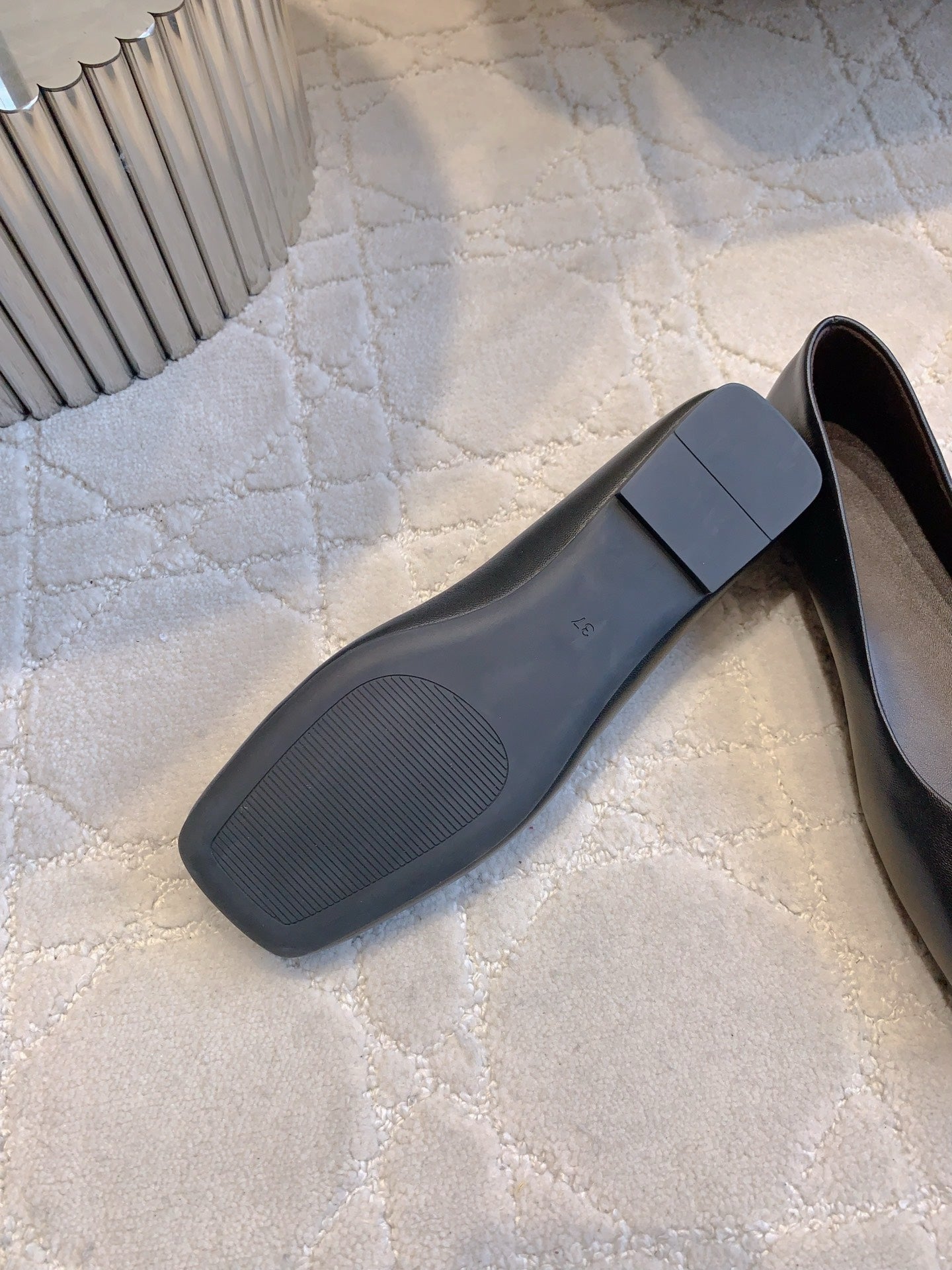 The Row 2025 Square-toe Ballet Flat Black Sheepskin 557431