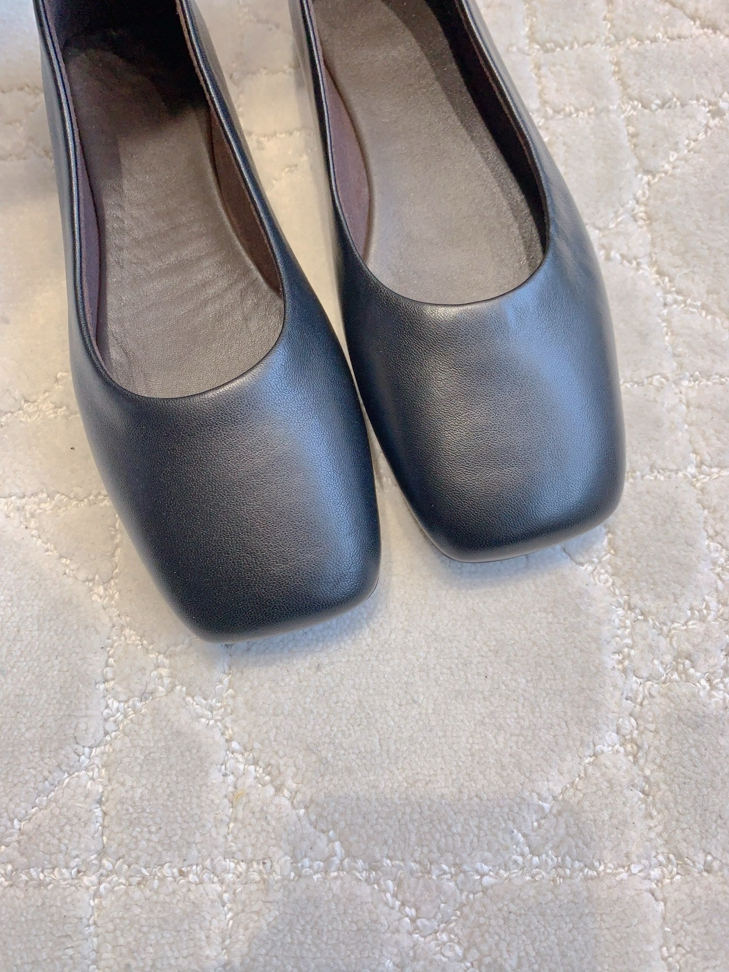 The Row 2025 Square-toe Ballet Flat Black Sheepskin 557431