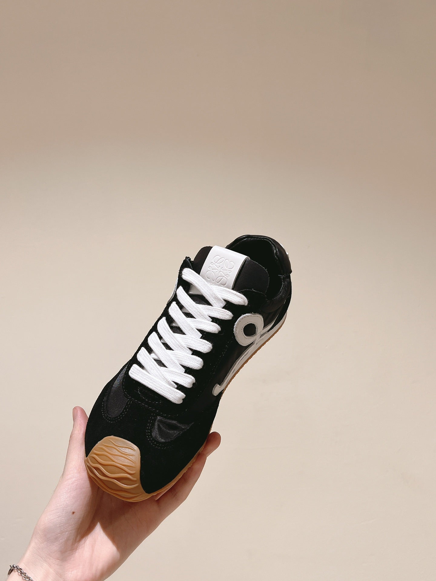 Loewe 2025 Ballet Runner 2.0 Sneaker Black White Suede 556041