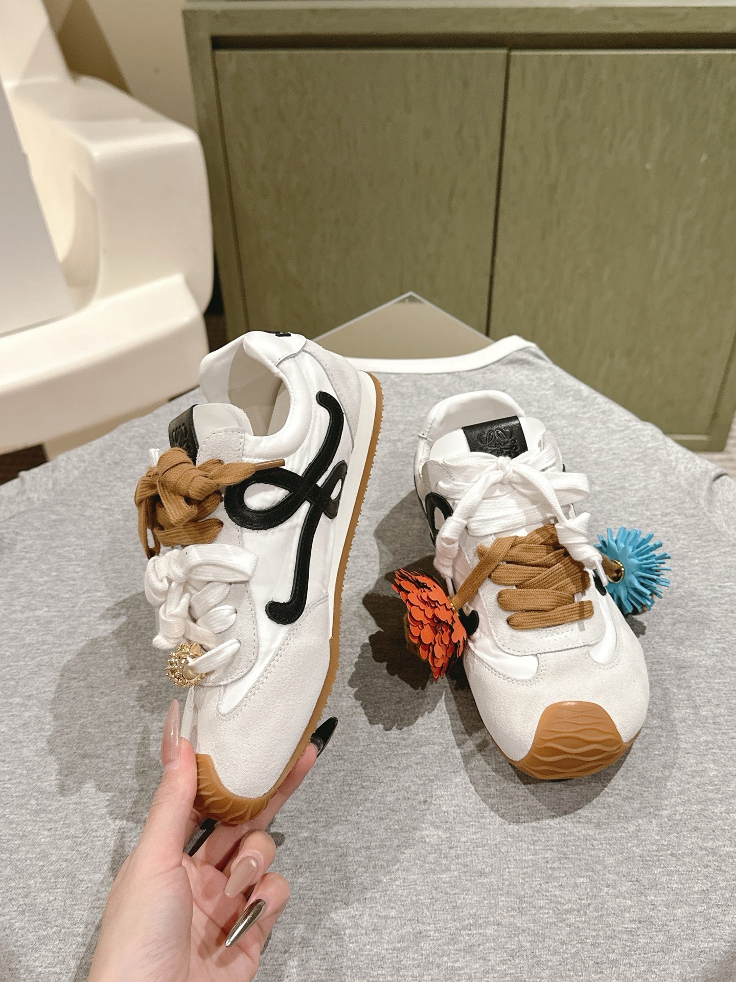 Loewe 2025 Ballet Runner 2.0 Sneaker White Suede Nylon Leather 556043