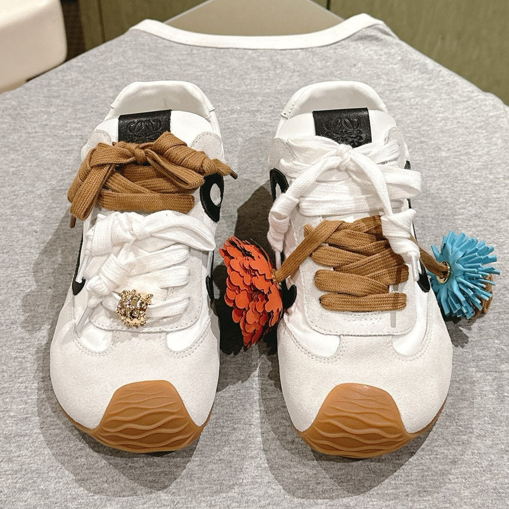 Loewe 2025 Ballet Runner 2.0 Sneaker White Suede Nylon Leather 556043