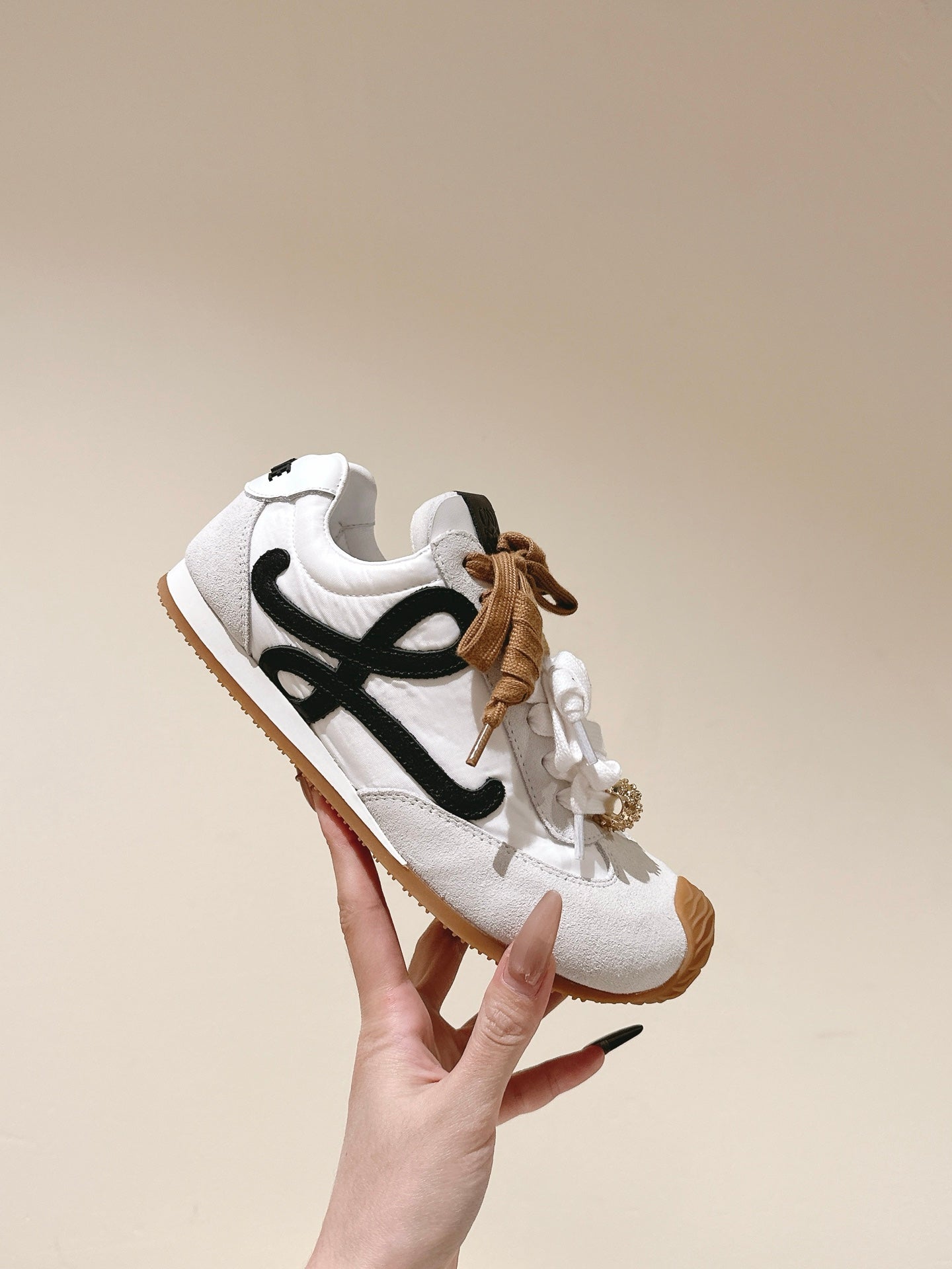 Loewe 2025 Ballet Runner 2.0 Sneaker White Suede Nylon Leather 556043