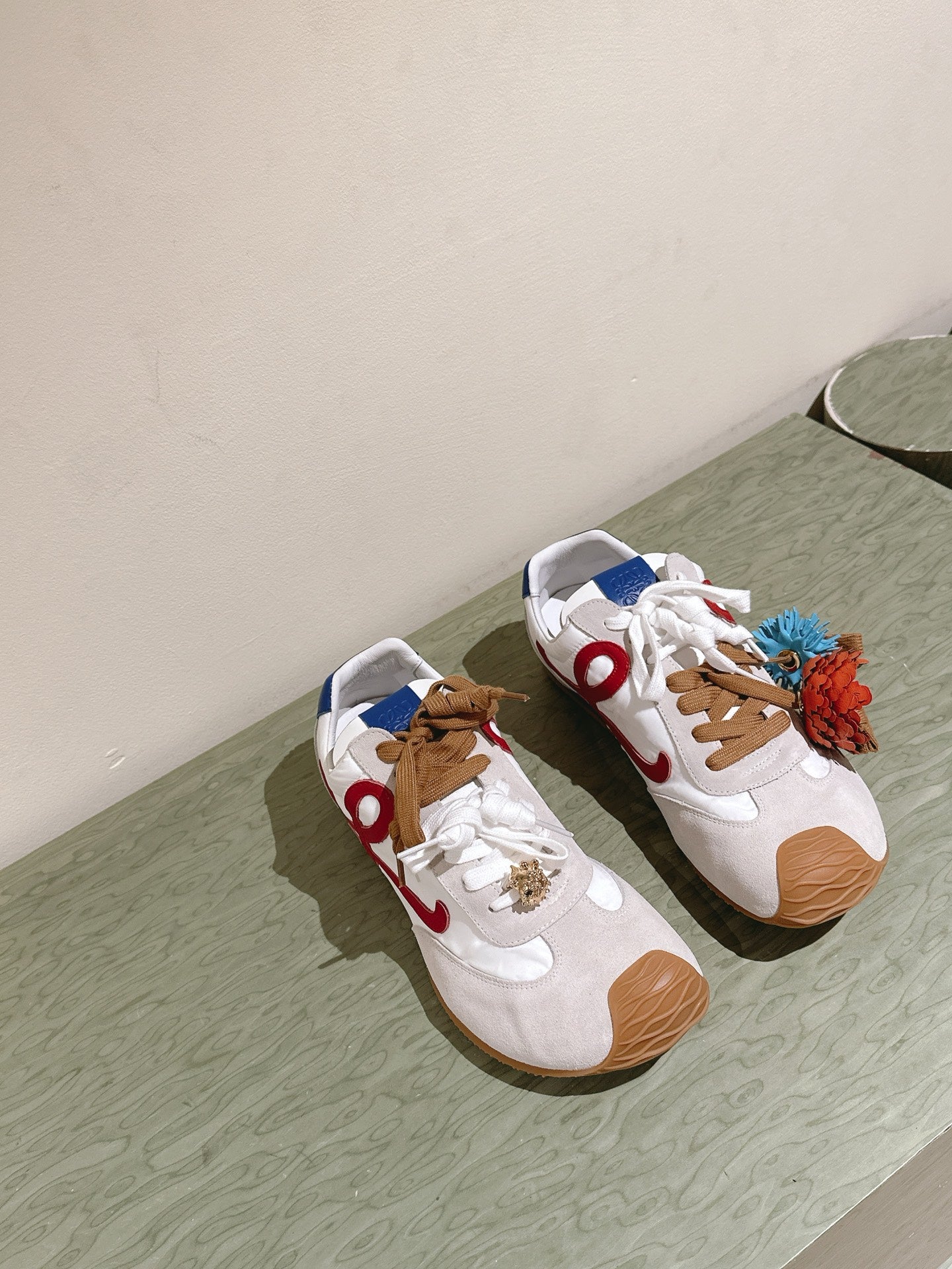 Loewe 2025 Ballet Runner 2.0 Sneaker White Blue Suede Nylon Leather 556046