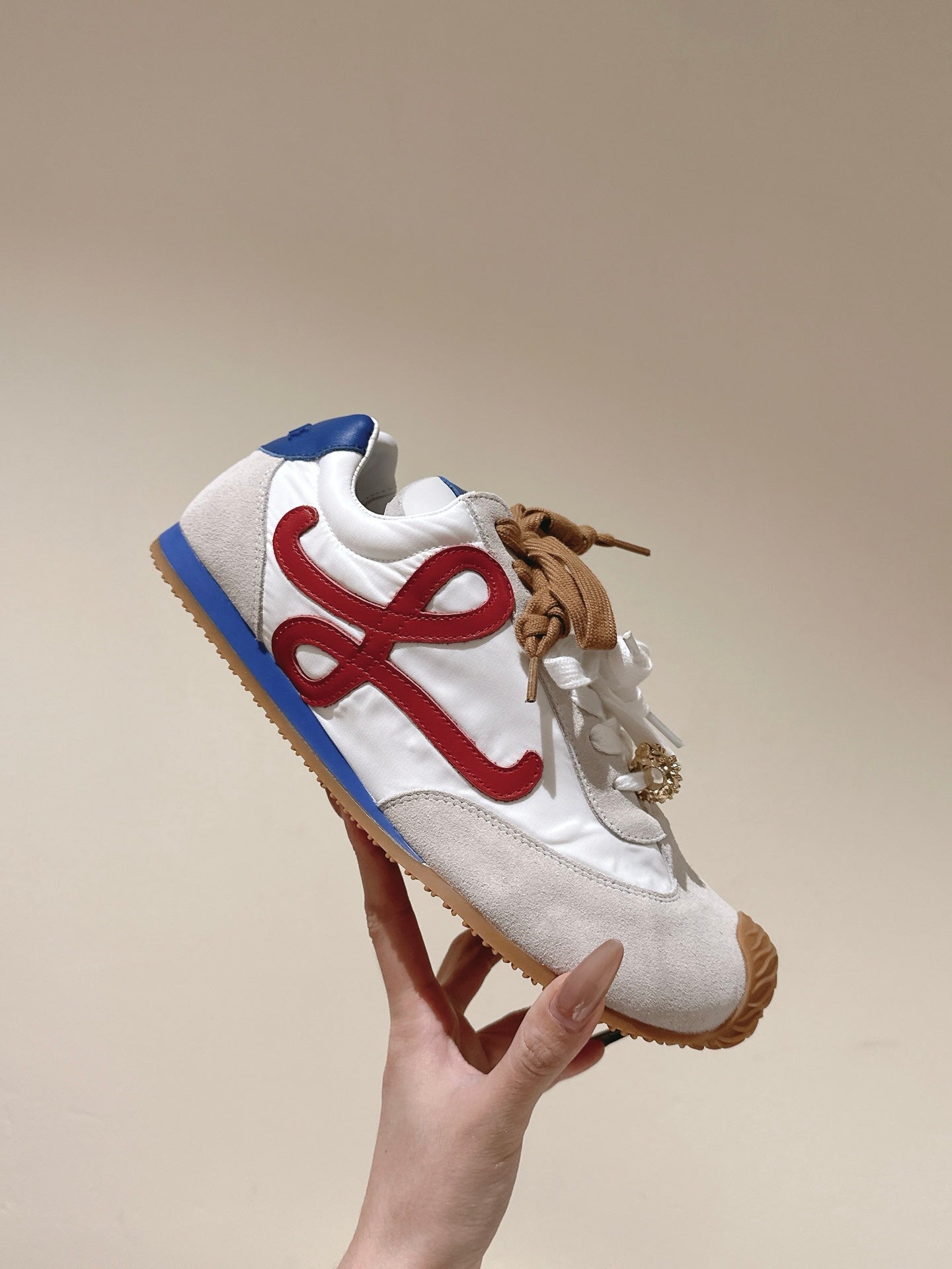 Loewe 2025 Ballet Runner 2.0 Sneaker White Blue Suede Nylon Leather 556046