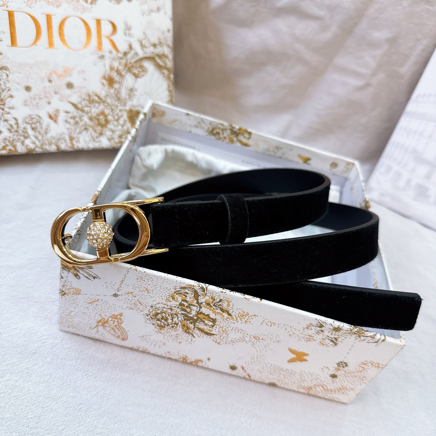 Dior Montaigne Belt 20mm Suede Leather 195312
