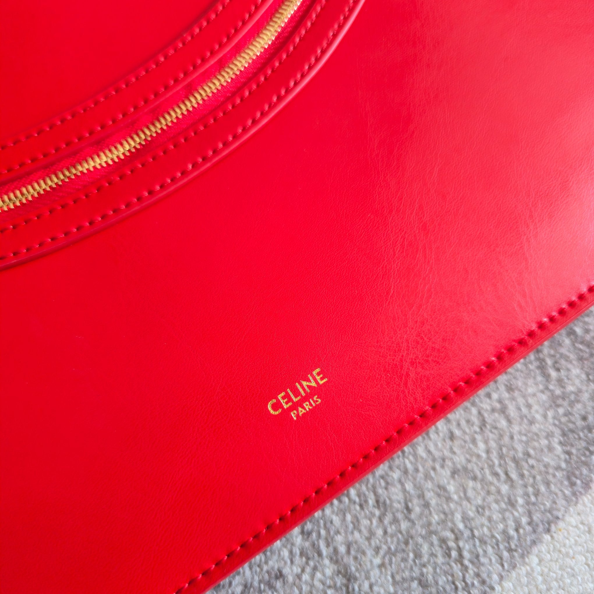 Celine 2026 Flat Cabas New Luggage Bag Red Calfskin 276209