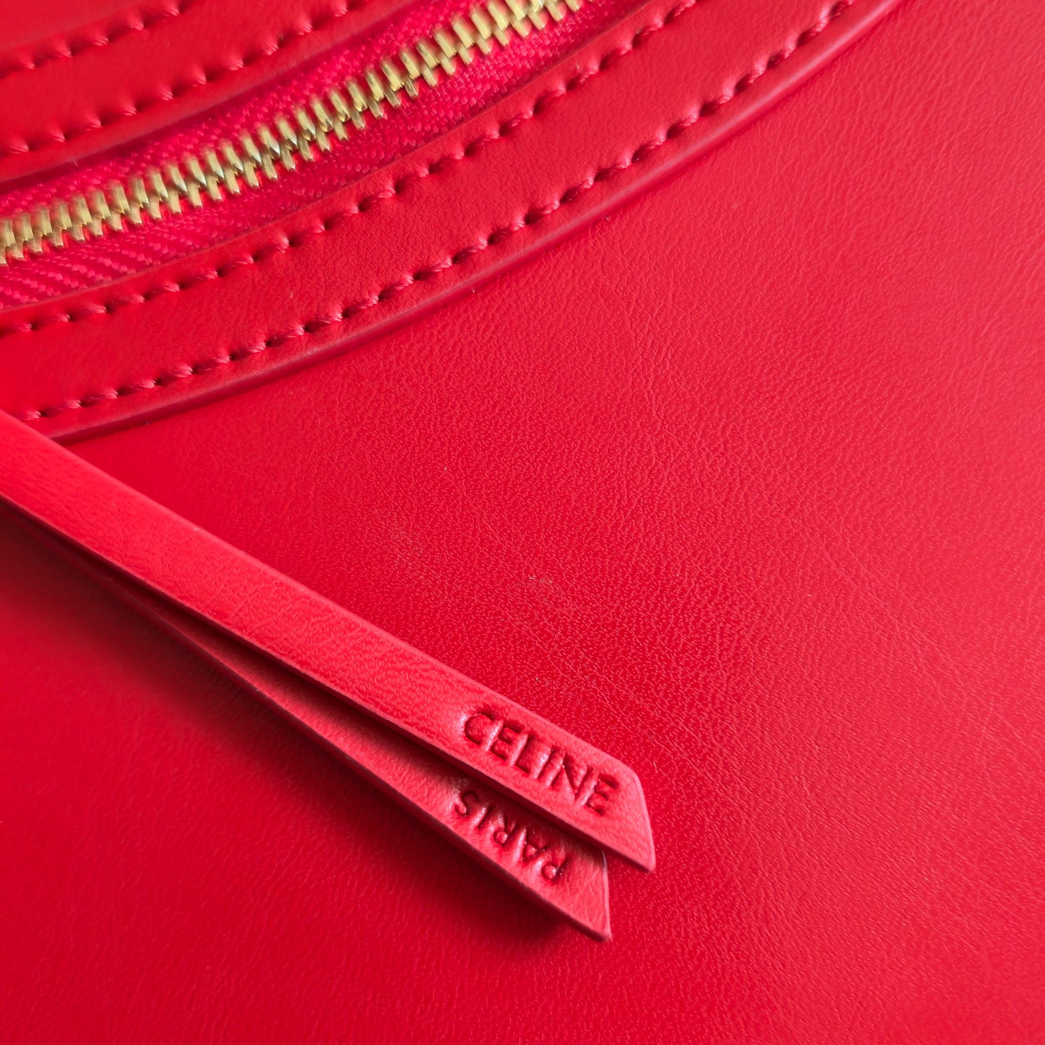 Celine 2026 Flat Cabas New Luggage Bag Red Calfskin 276209