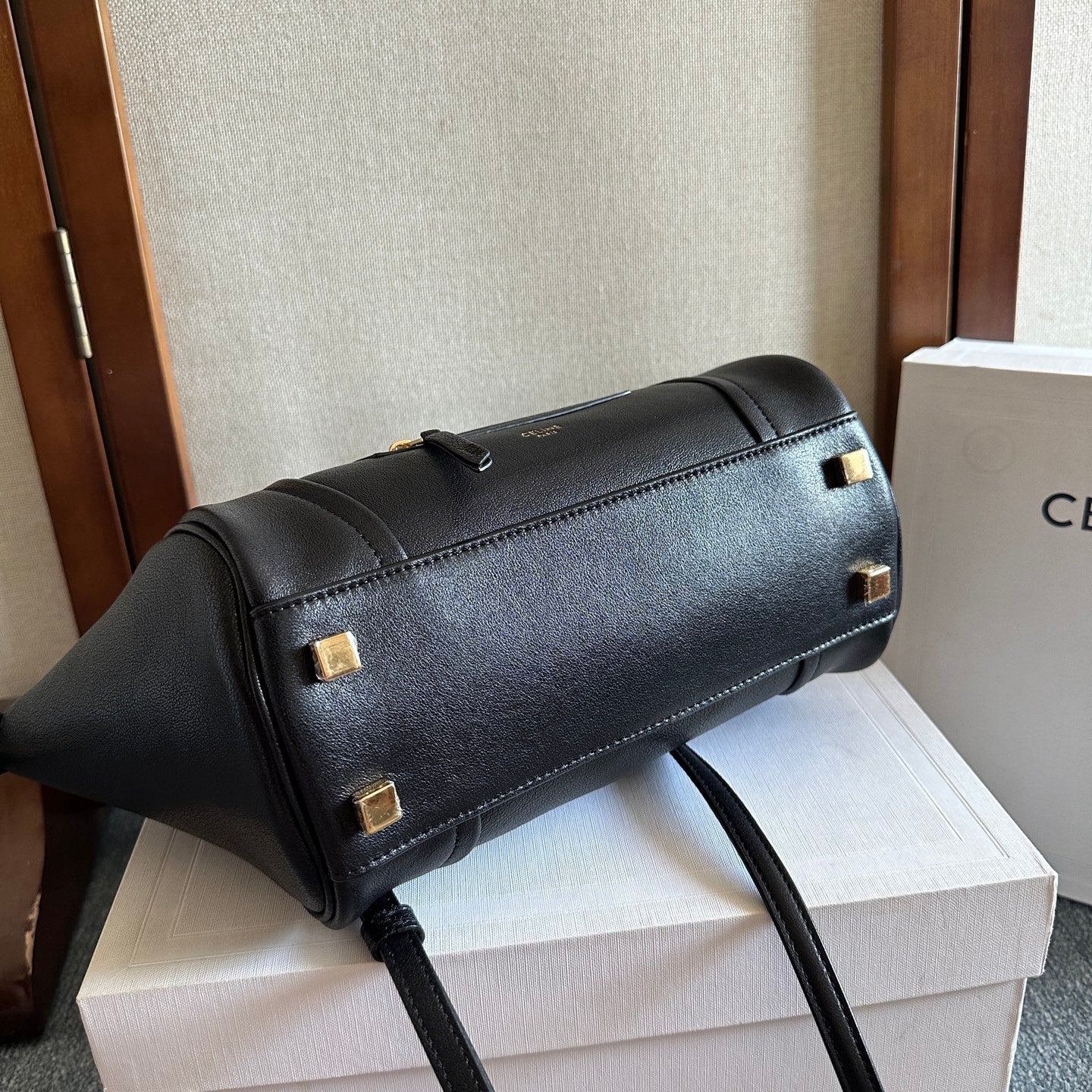 Celine 2026 Luggage Black Shiny Lambskin 276248