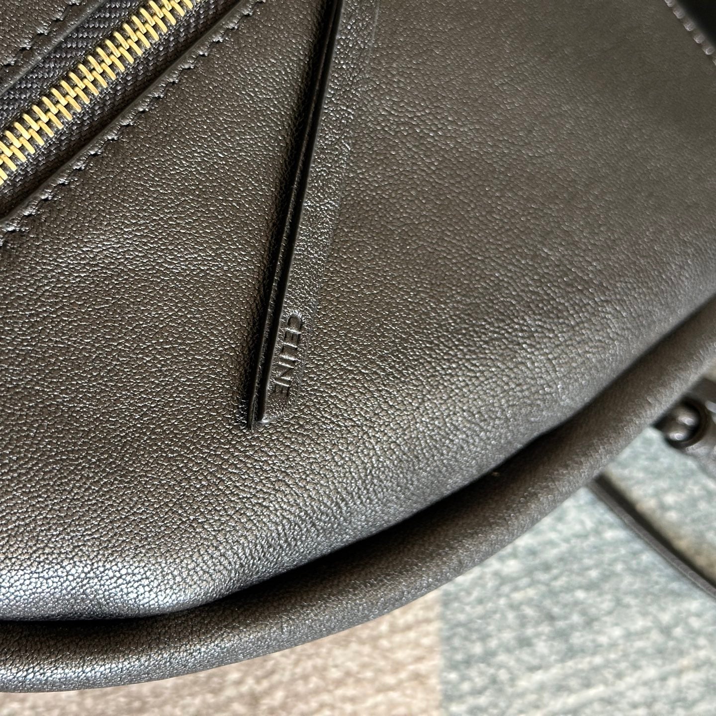 Celine 2025 Halfmoon Soft Triomphe Bag Black Shiny Lambskin