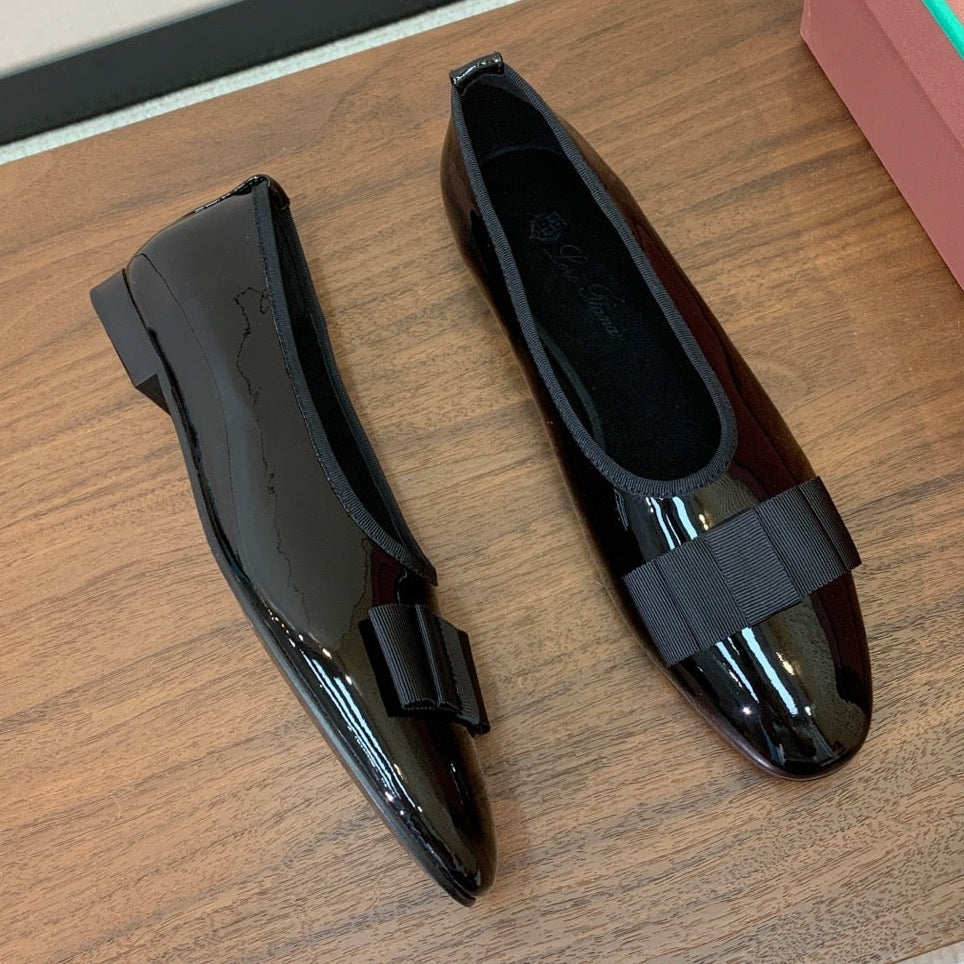 Loro Piana 2026 Bow Ballet Flat Patent Leather And Fabric 935158