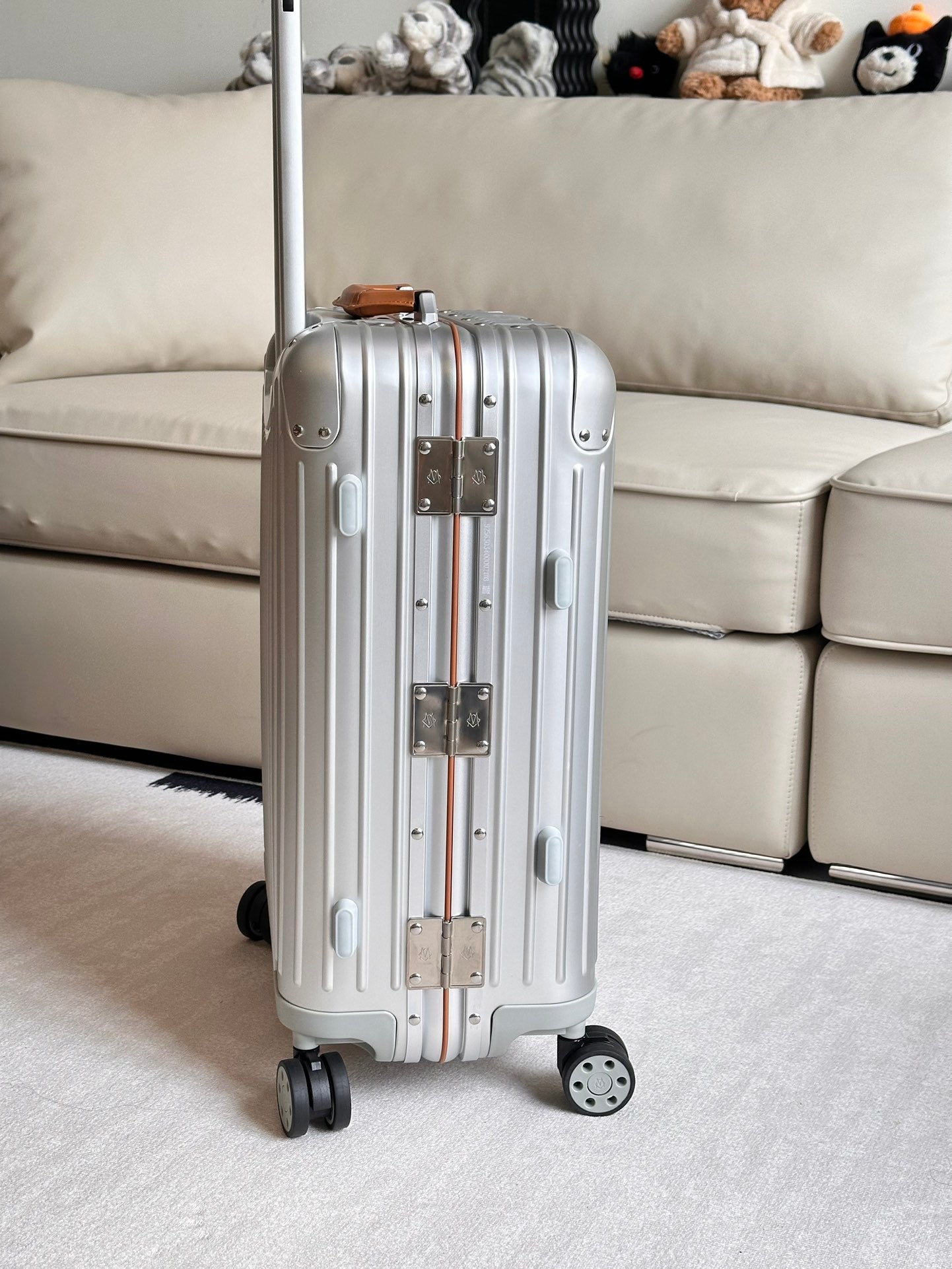 Rimowa 2025 Cabin Twist Suitcase 21inch Silver Brown Aluminum 273828