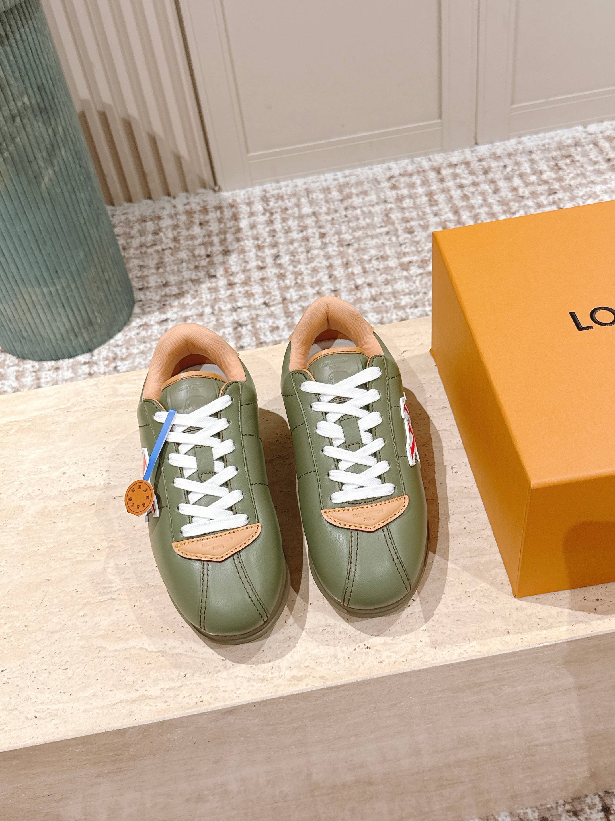 LV 25 Buttersoft Sneakers Olive Green Calfskin 576990