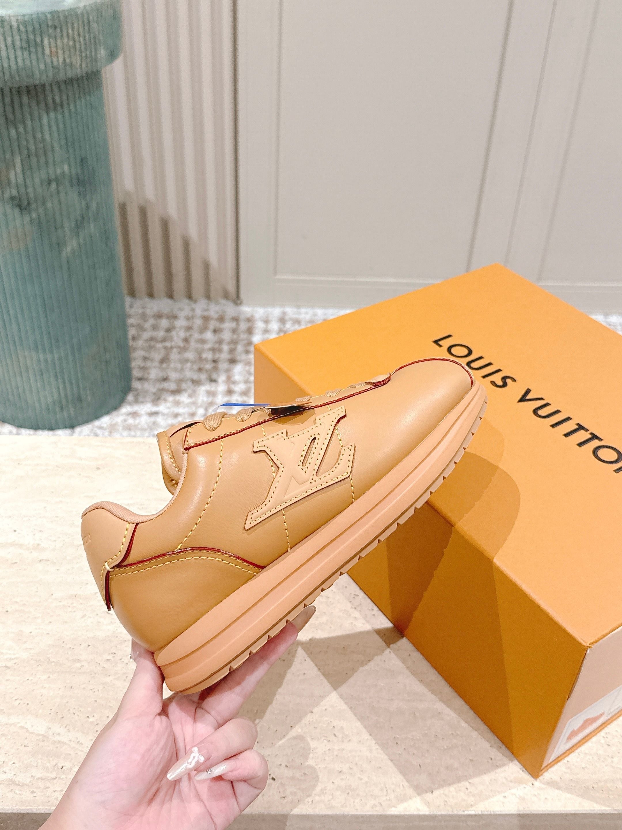 LV 25 Buttersoft Sneakers Yellow Brown Calfskin 576993