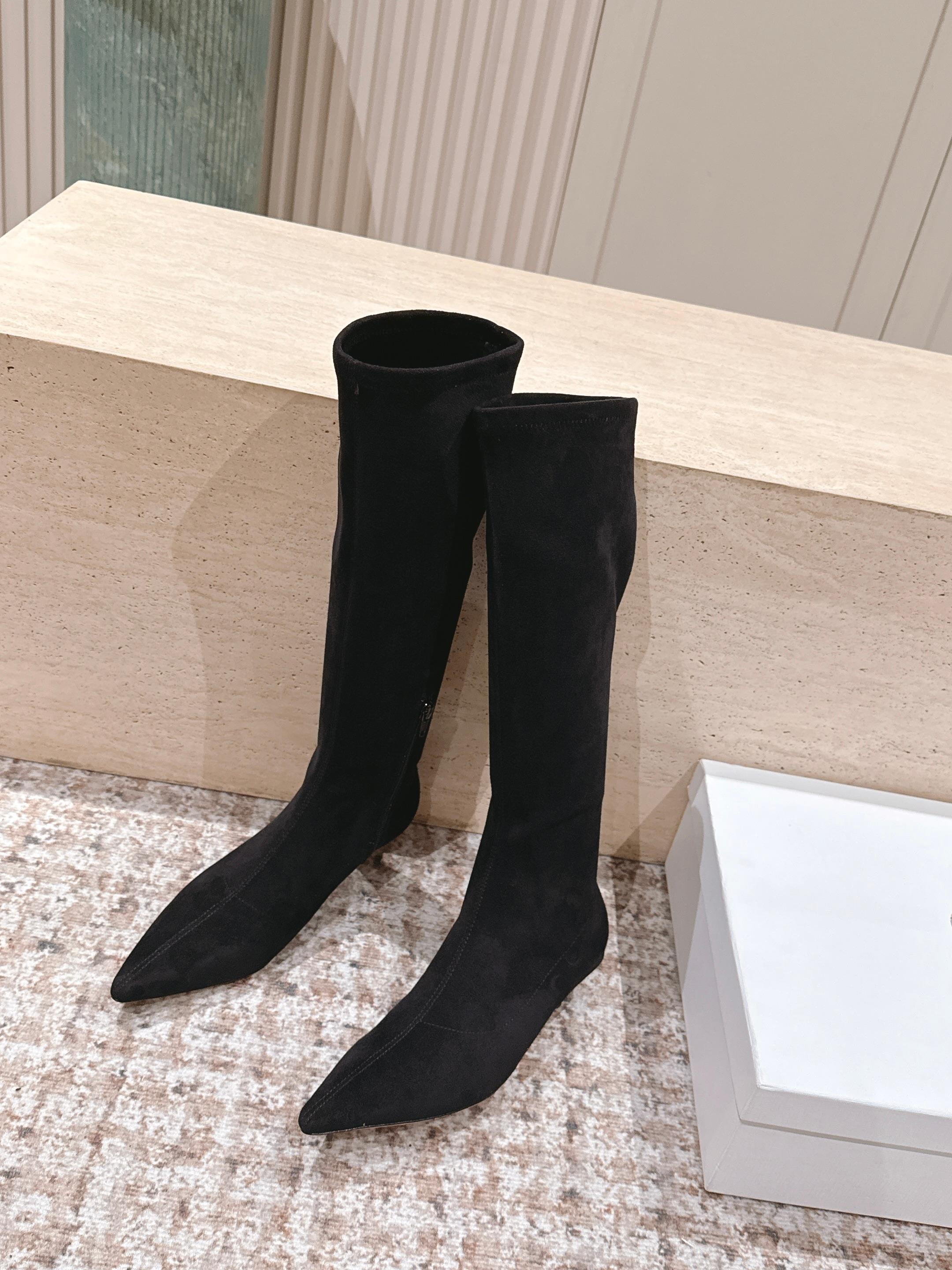 The Row 2025 Long Boot Black Suede 556127