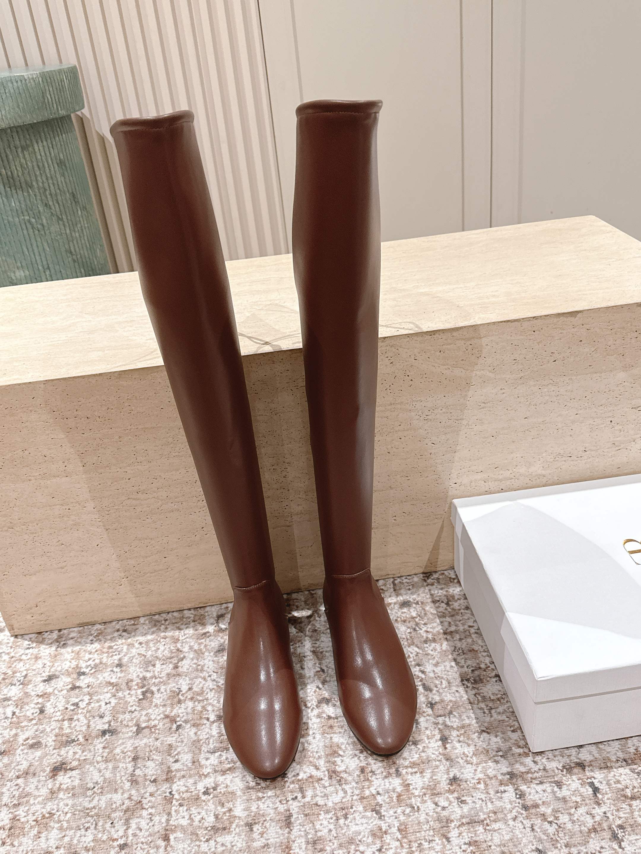 The Row 2025 Over-the-knee Boot Brown Elastic PU Sheepskin 556128