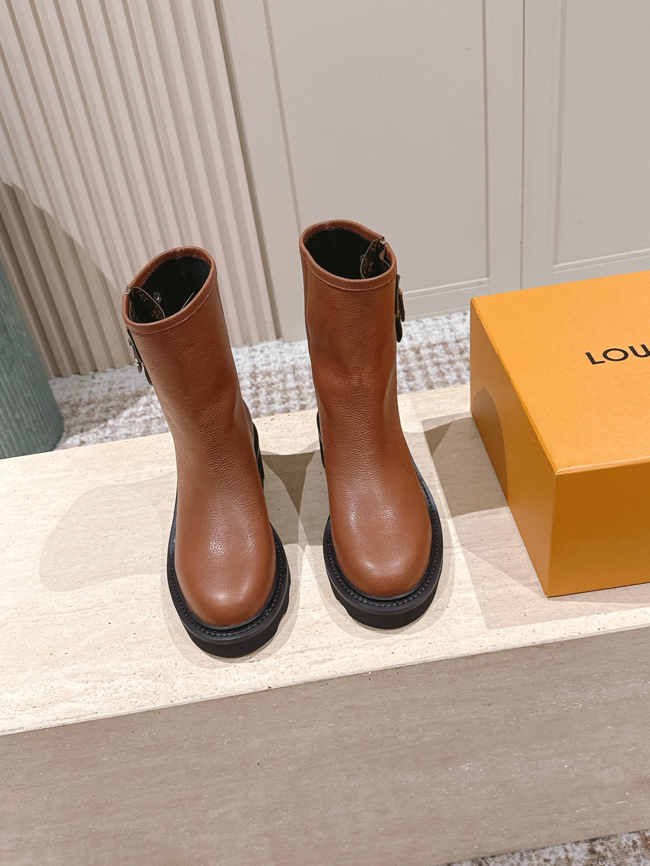 LV 25 Ankle Boots Tan Brown Cowhide 576917