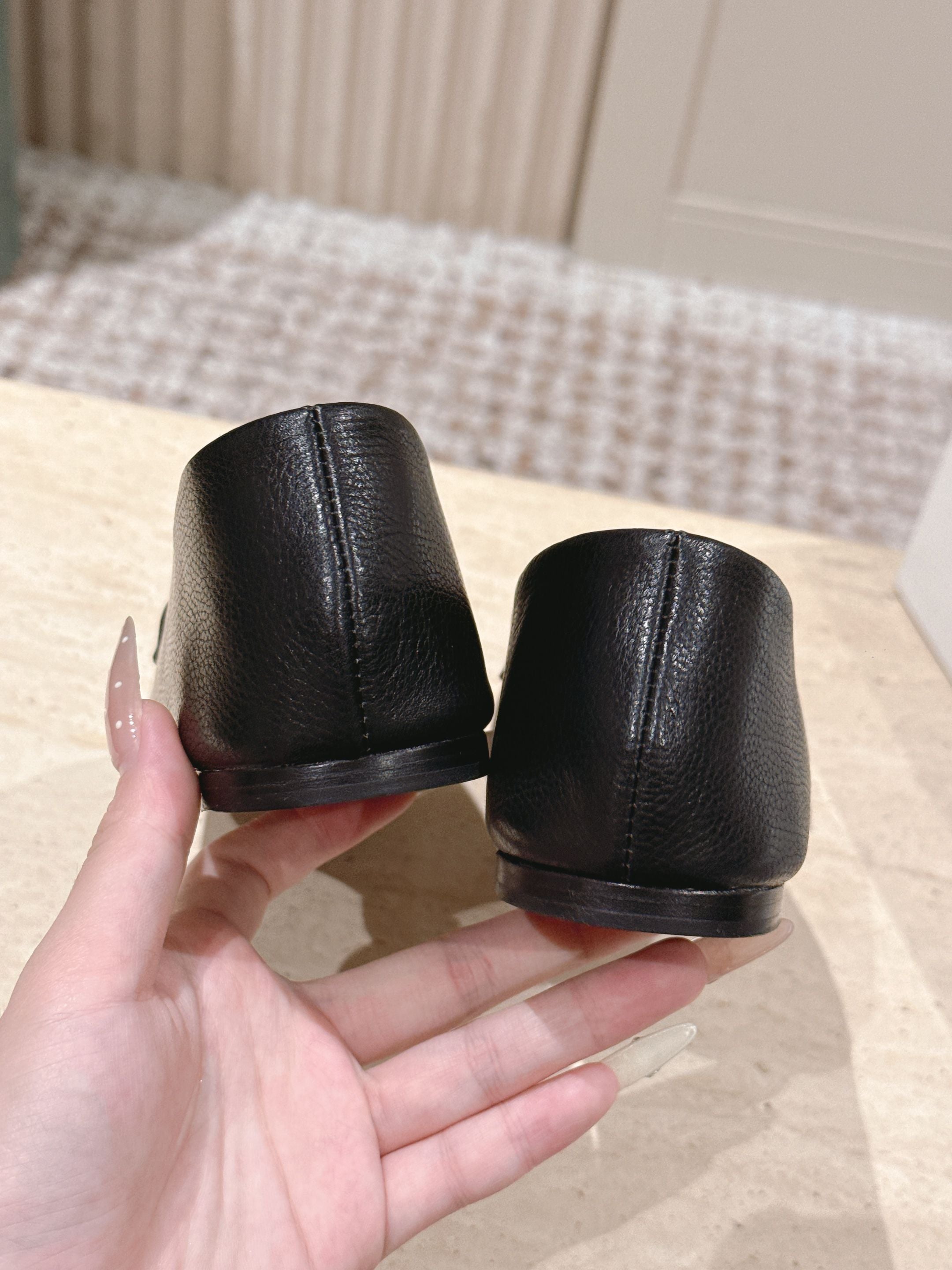 The Row 2025 Square Toe Loafer Black Sheepskin 556138