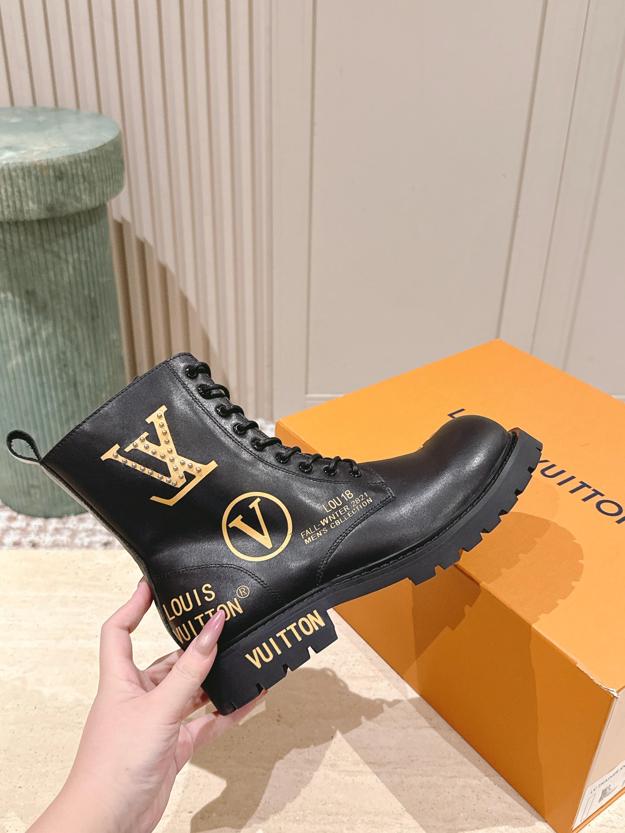 LV 25 Short Boots Black Cowhide 576921