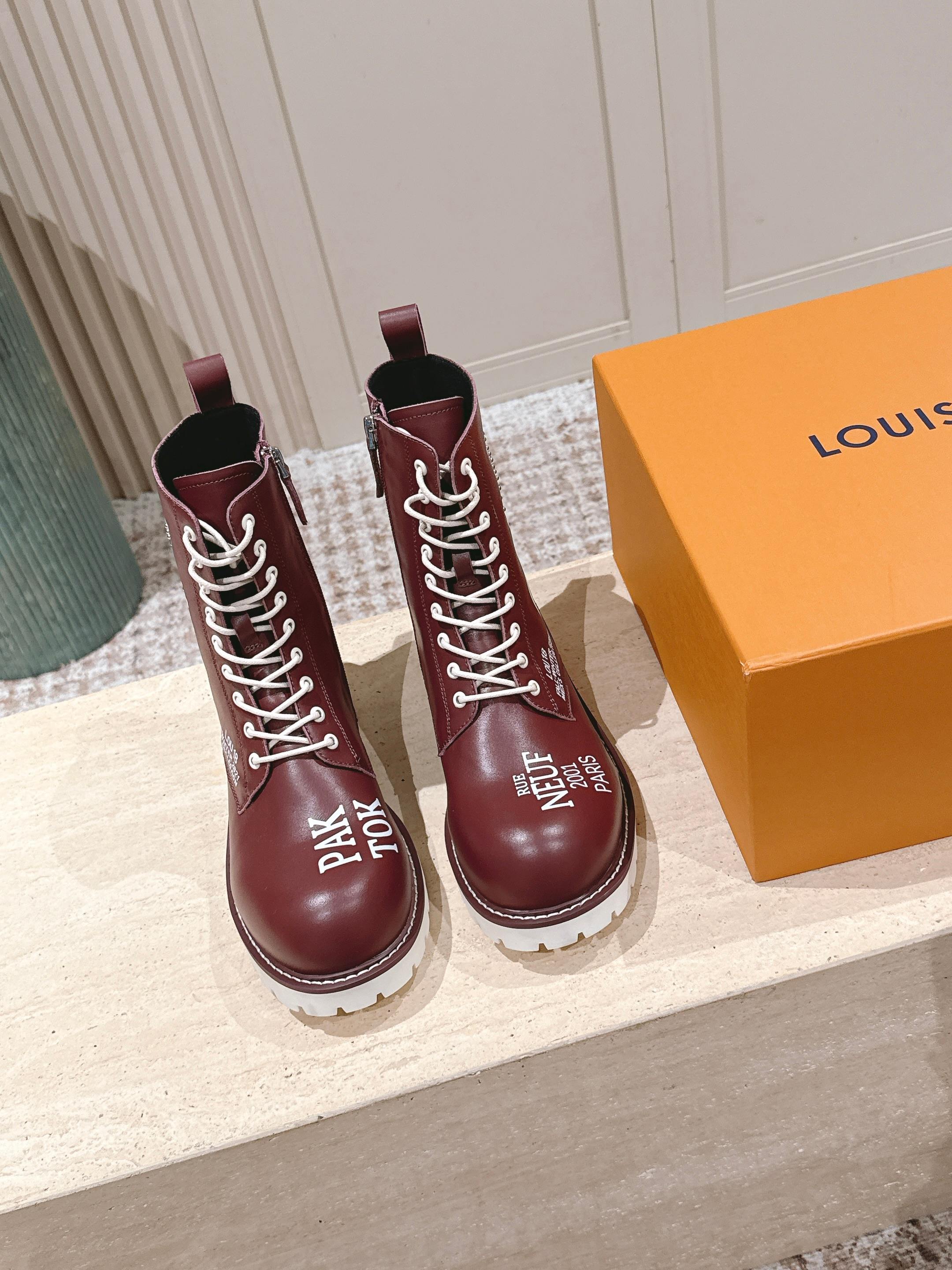 LV 25 Short Boots Burgundy Cowhide 576919