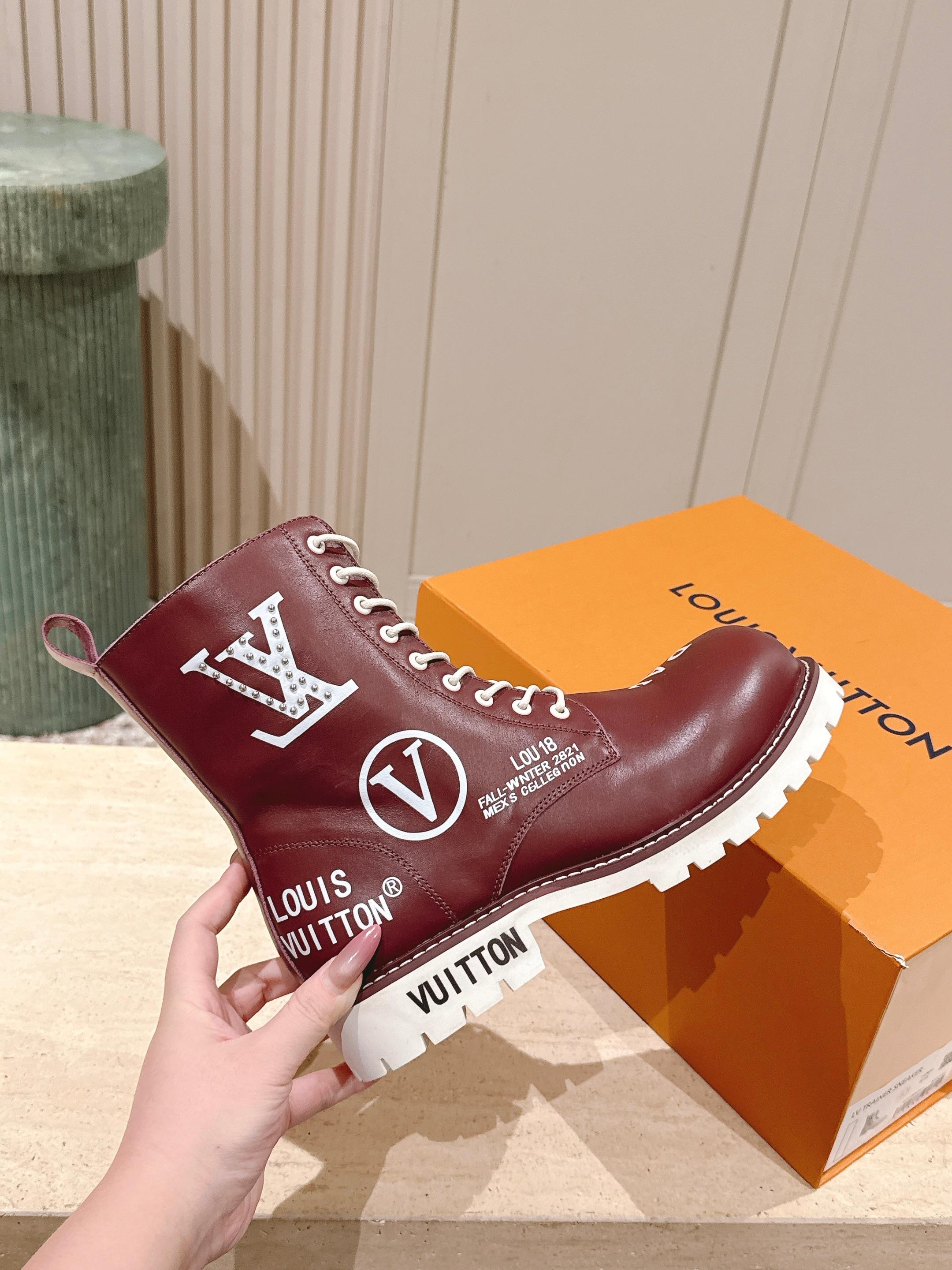 LV 25 Short Boots Burgundy Cowhide 576919
