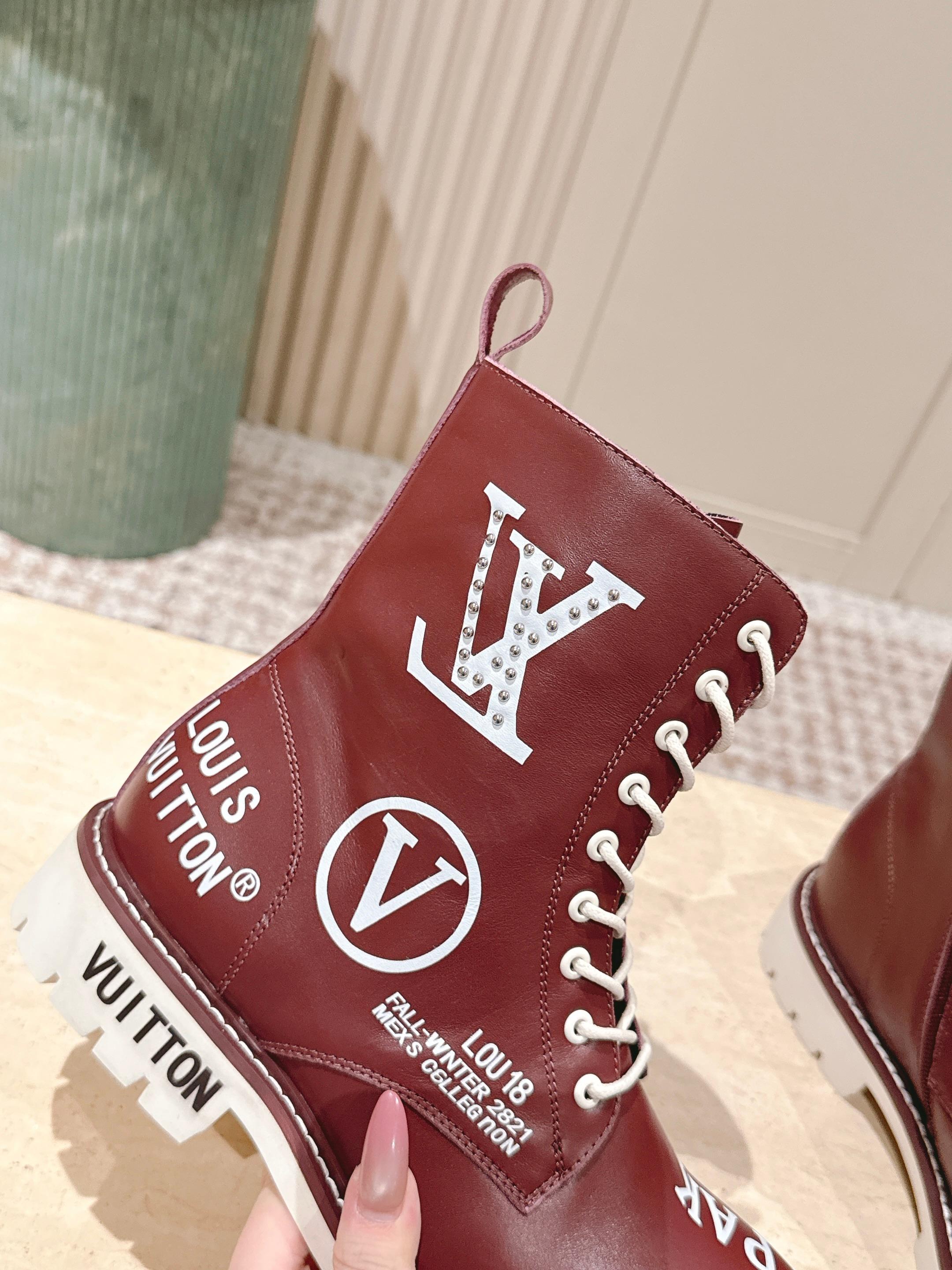 LV 25 Short Boots Burgundy Cowhide 576919