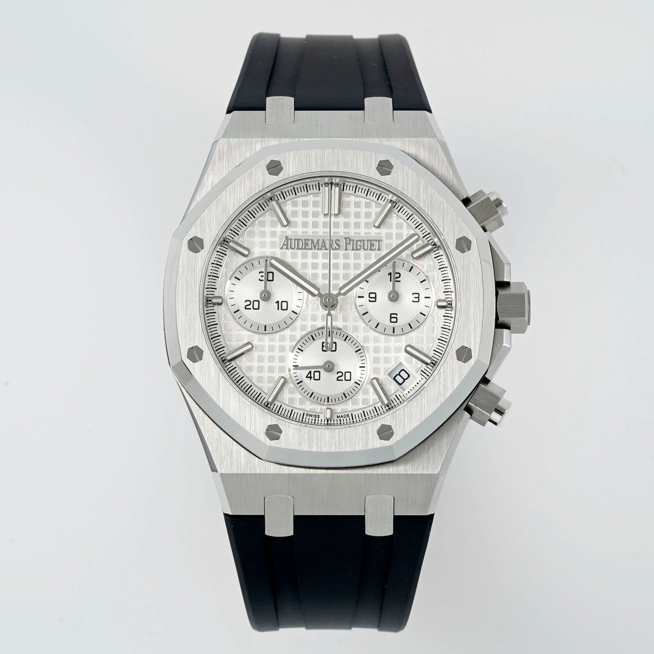 Audemars Piguet Royal Oak Chronograph 41mm Steel Case White Dial Rubber Strap