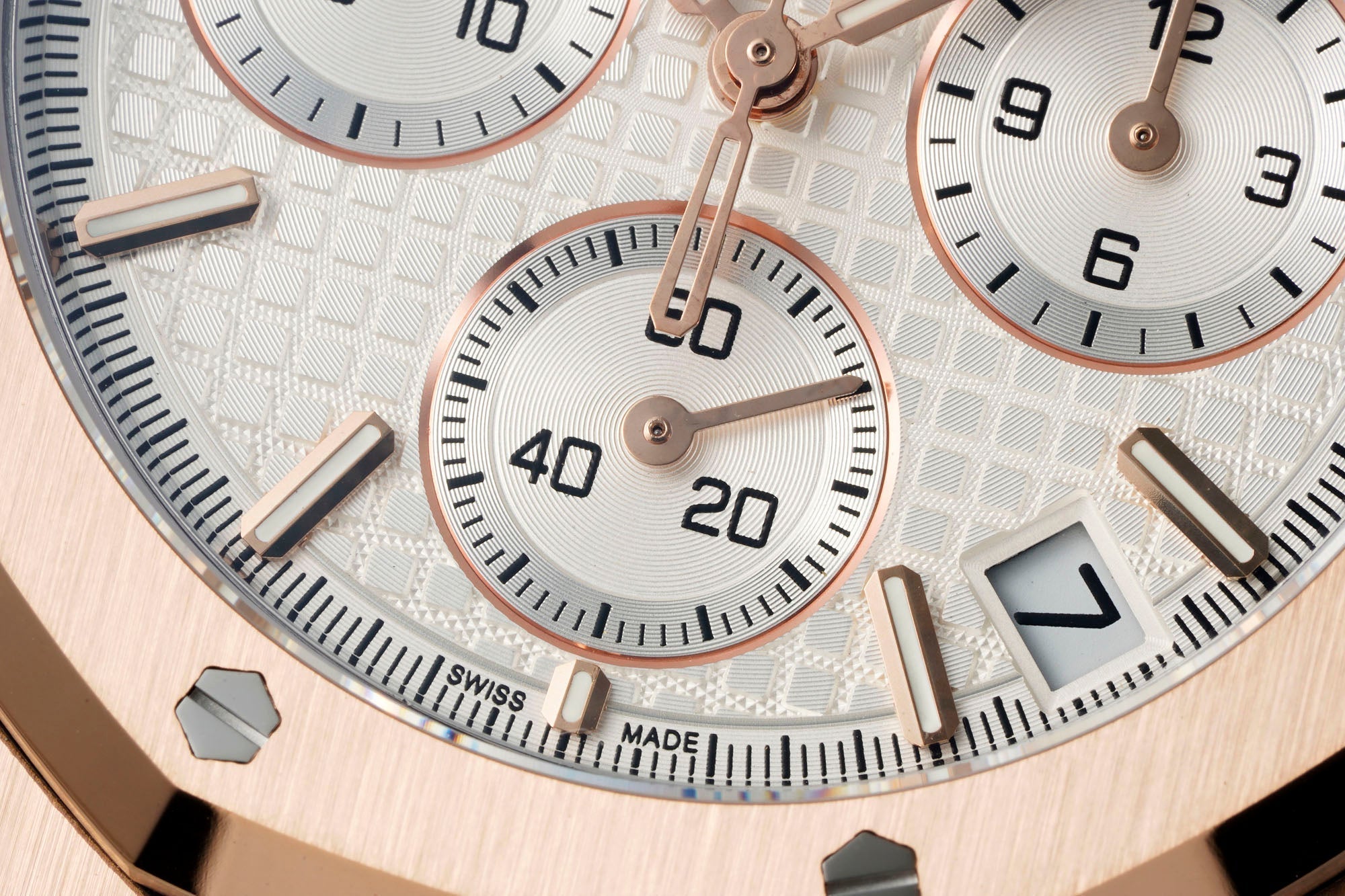 Audemars Piguet Royal Oak Chronograph 41mm Rose Gold White Dial Brown Leather