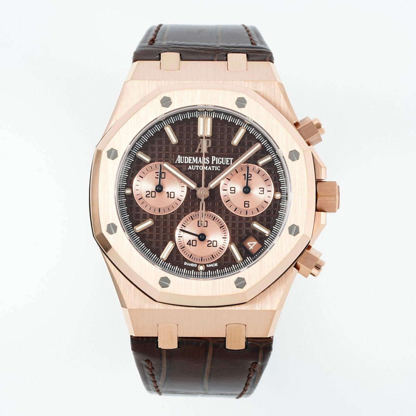 Audemars Piguet Royal Oak Chronograph 41mm Rose Gold Brown Leather