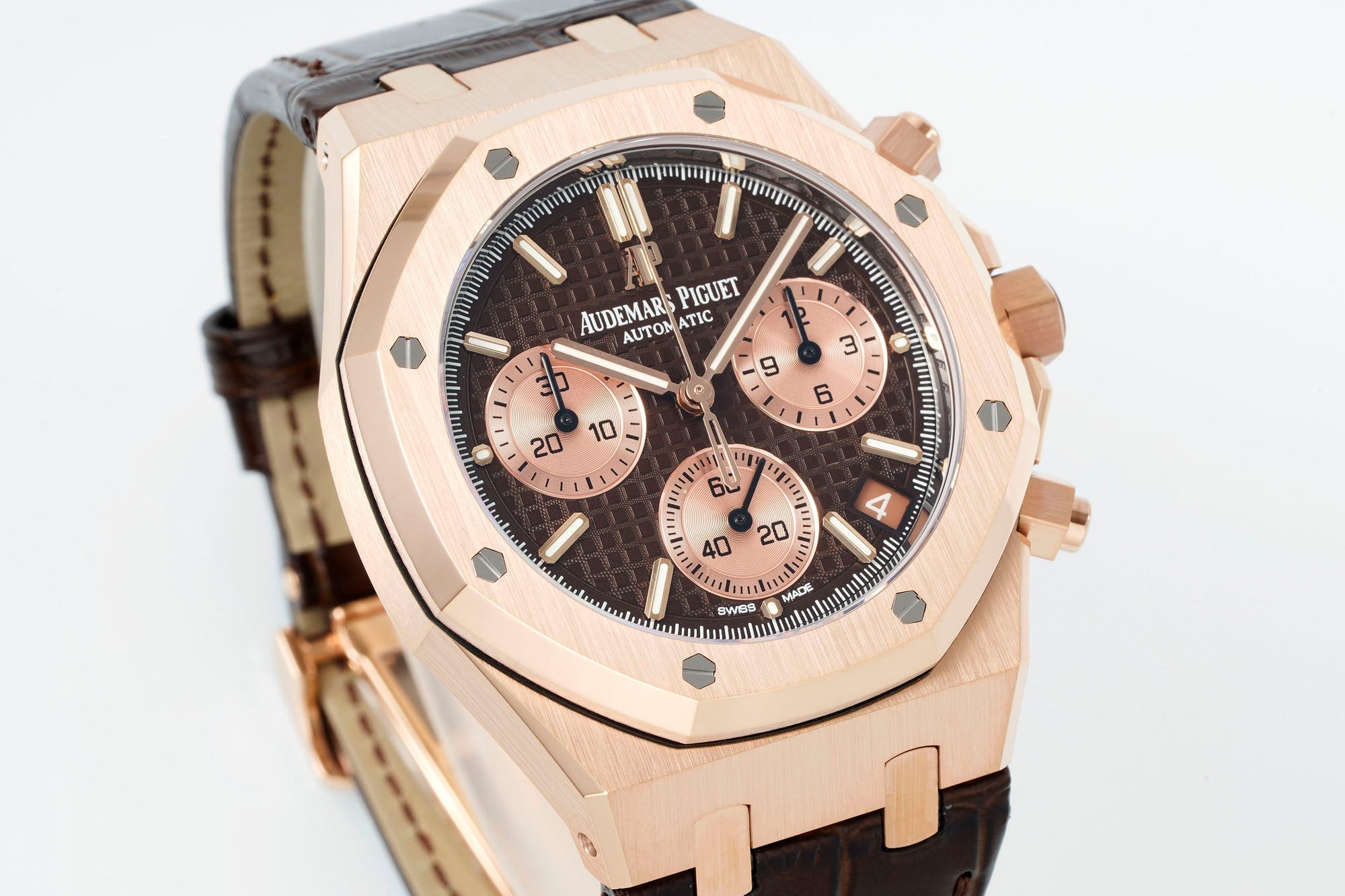 Audemars Piguet Royal Oak Chronograph 41mm Rose Gold Brown Leather