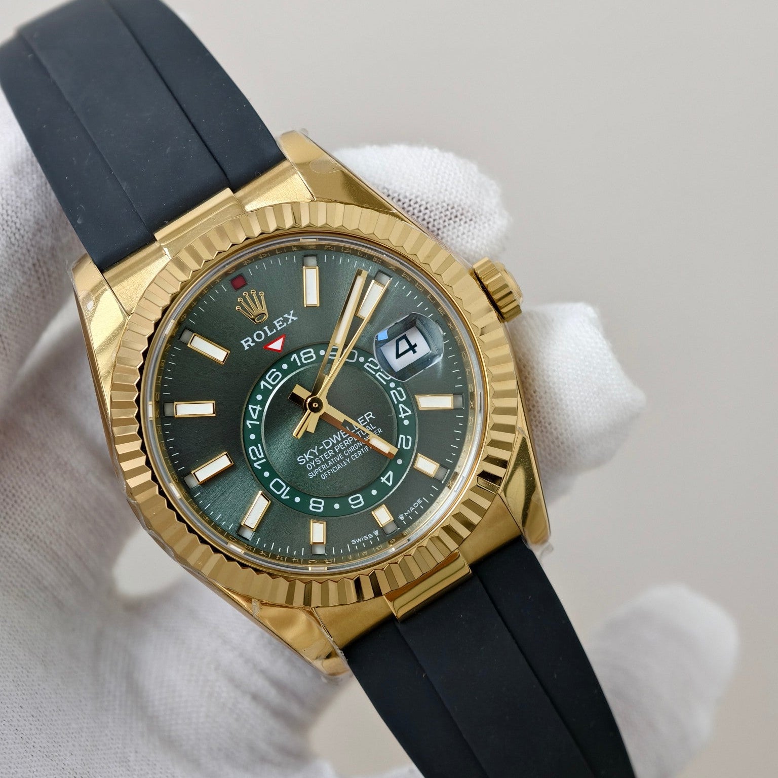 Rolex Sky-Dweller 42mm Gold Case Green Dial