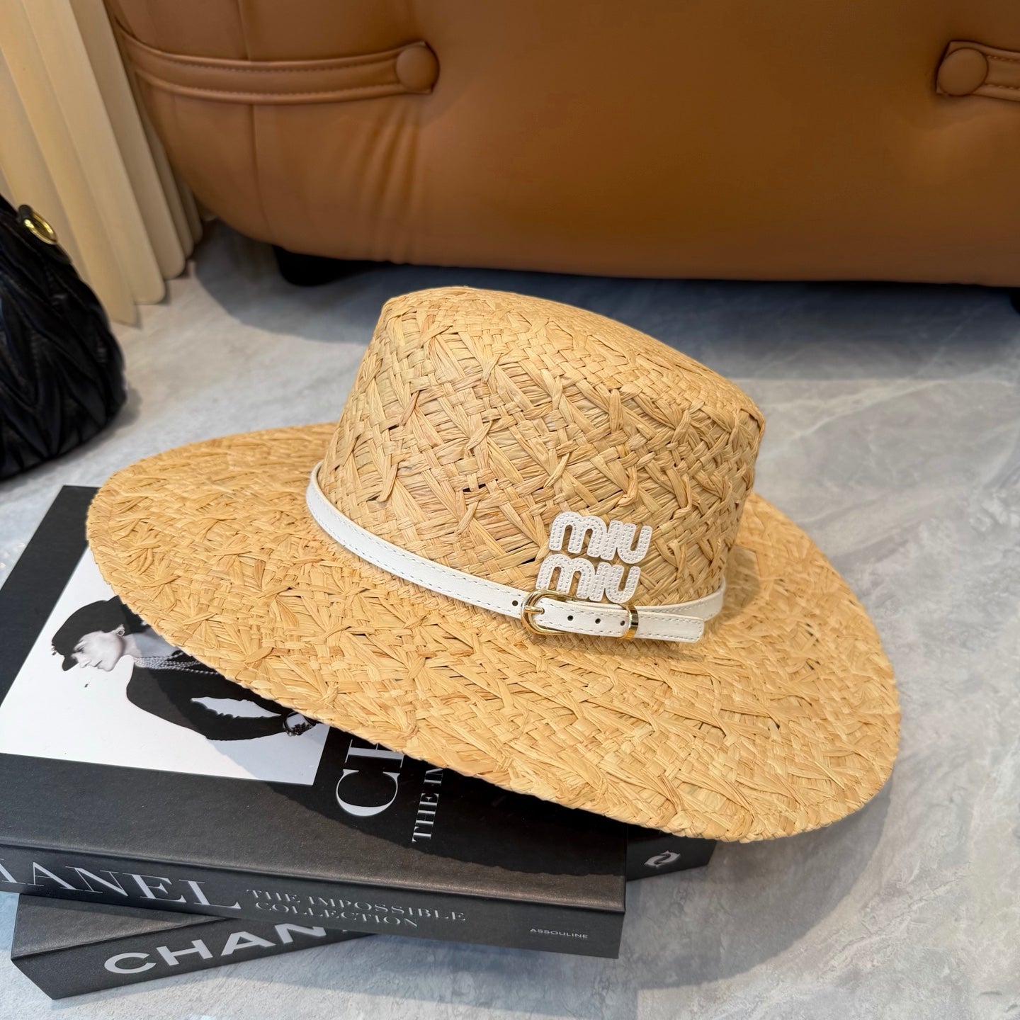 Miumiu Straw Hat Raffia Woven 323664