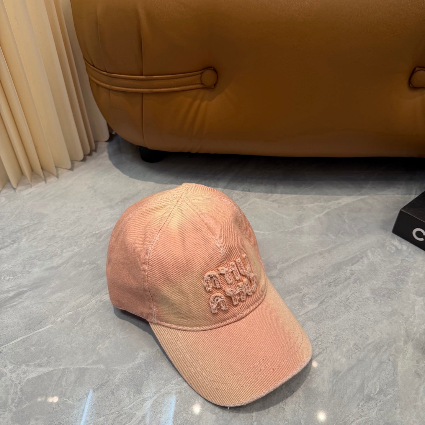 Miumiu Logo-embroidered Distressed Baseball Cap 413112