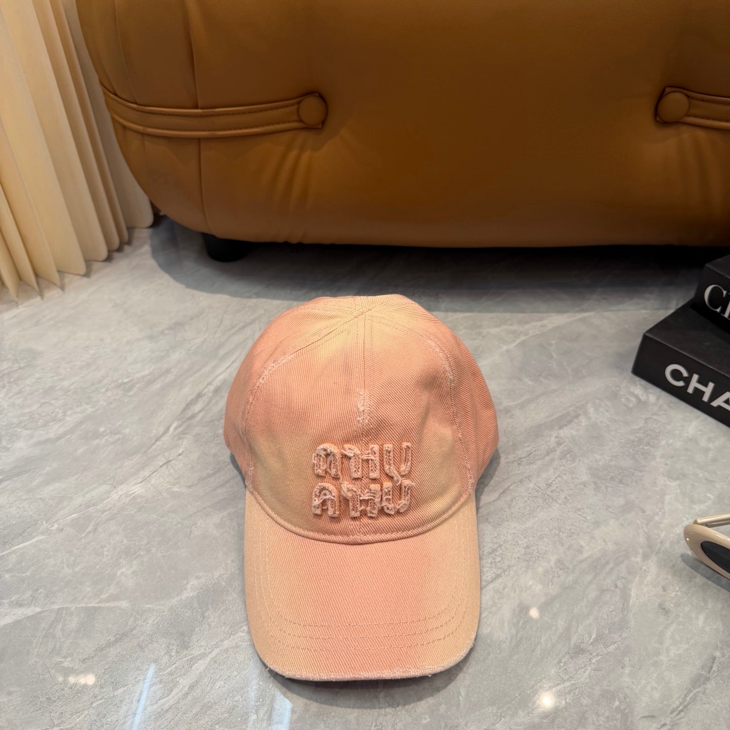 Miumiu Logo-embroidered Distressed Baseball Cap 413112