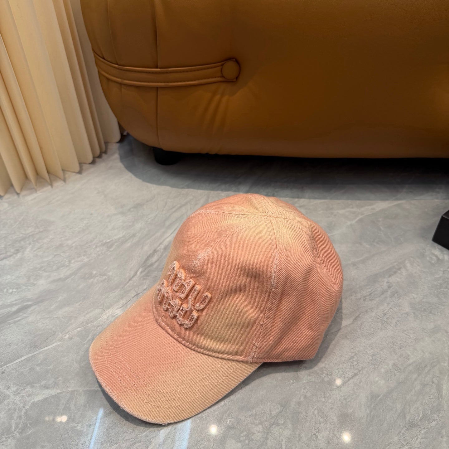 Miumiu Logo-embroidered Distressed Baseball Cap 413112