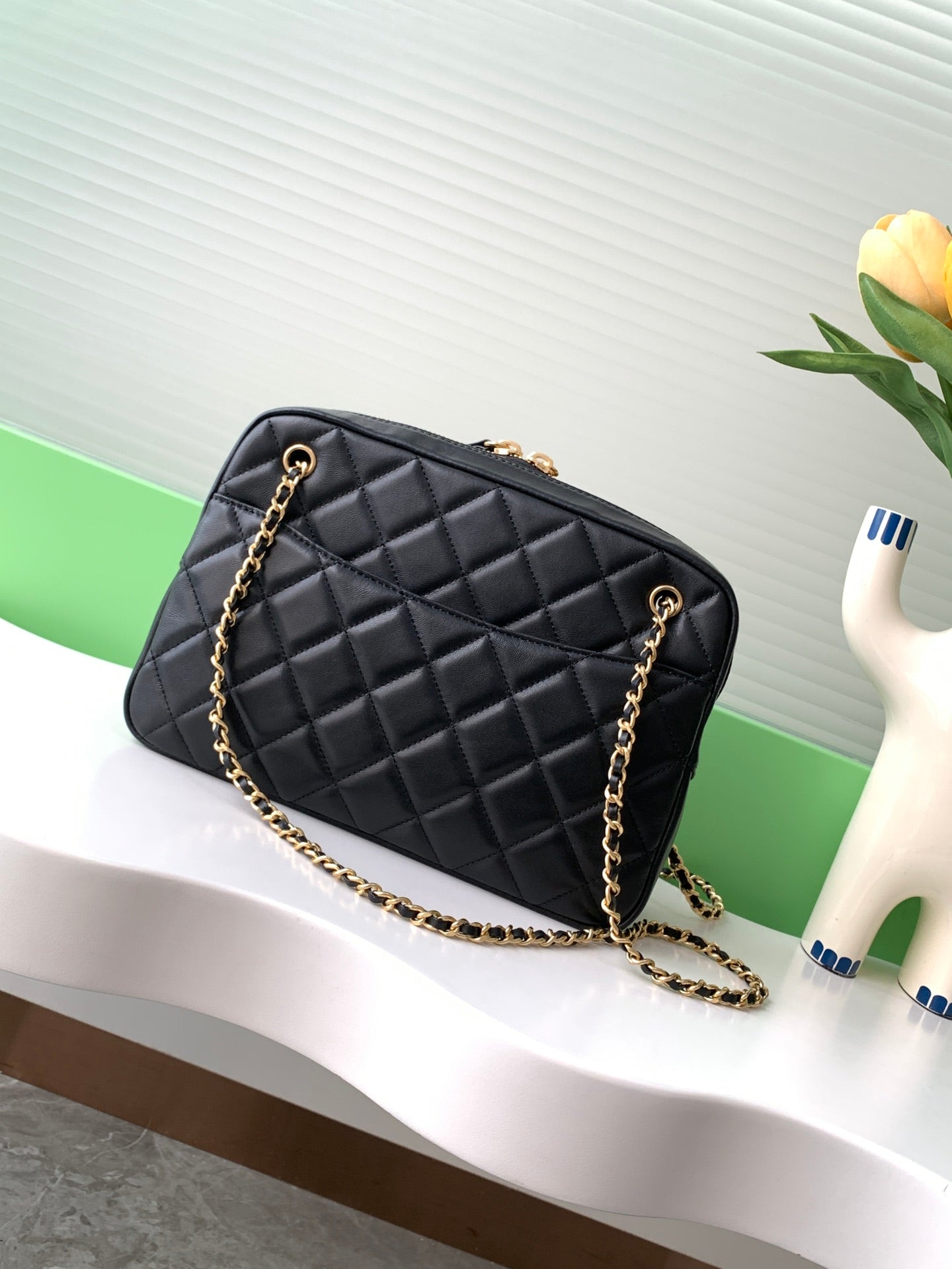 Chanel 2025 Camera 24cm Bag Black Quilted Leather 320975
