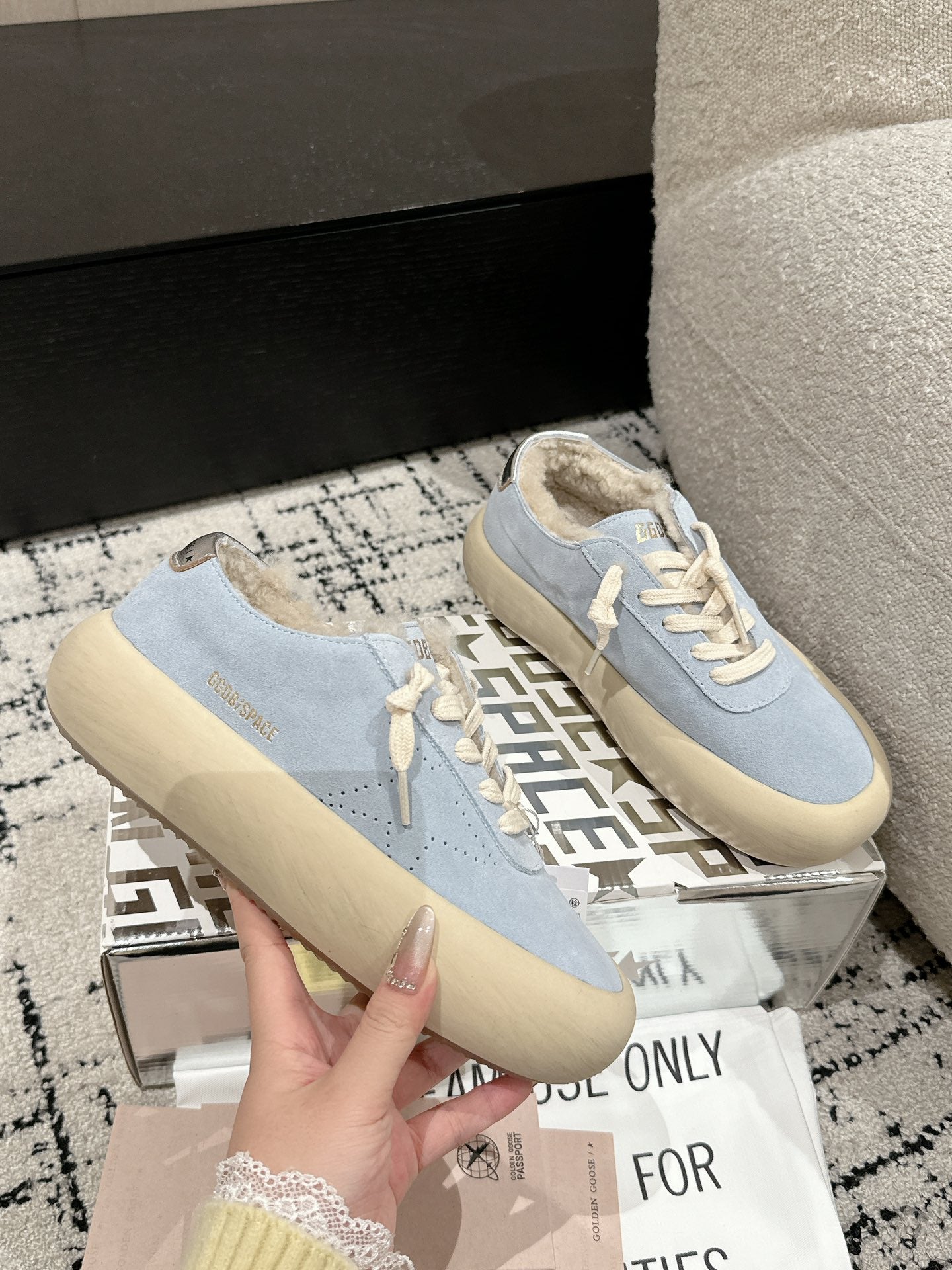 Golden Goose 2025 Space-Star Sabot Sneaker Blue Beige Suede Wool 141172