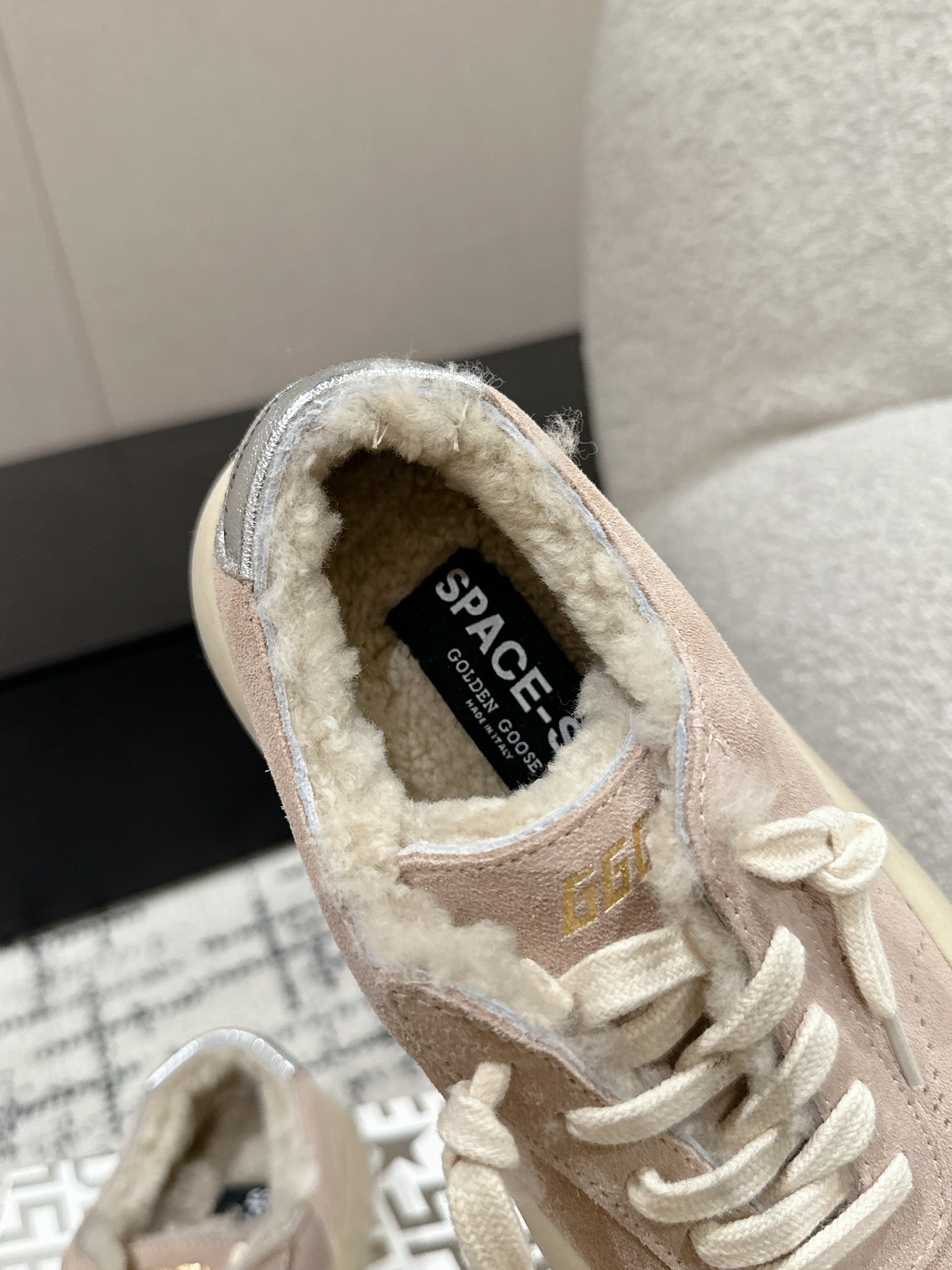 Golden Goose 2025 Space-Star Sabot Sneaker Pink Beige Suede Wool 141169
