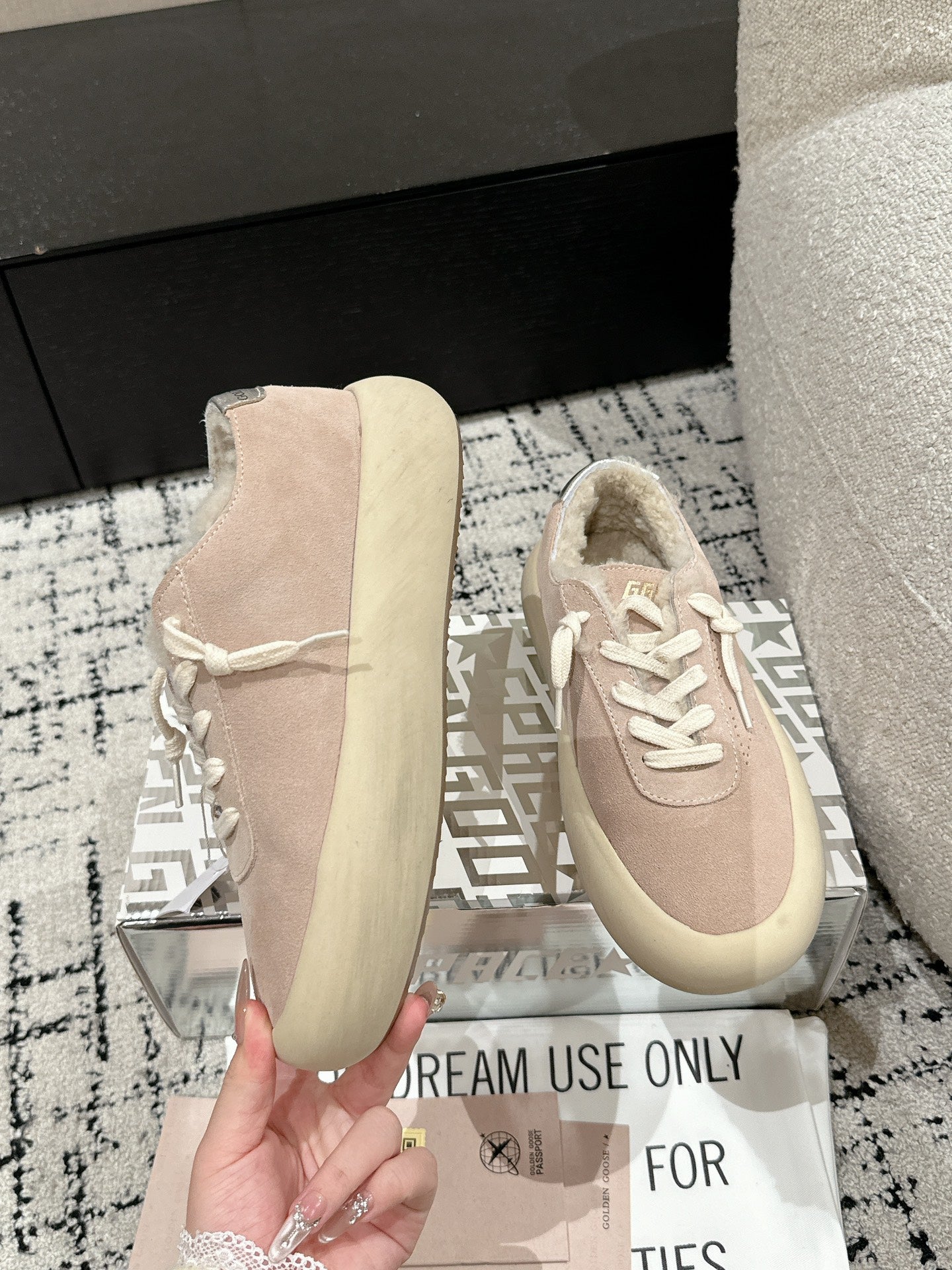 Golden Goose 2025 Space-Star Sabot Sneaker Pink Beige Suede Wool 141169