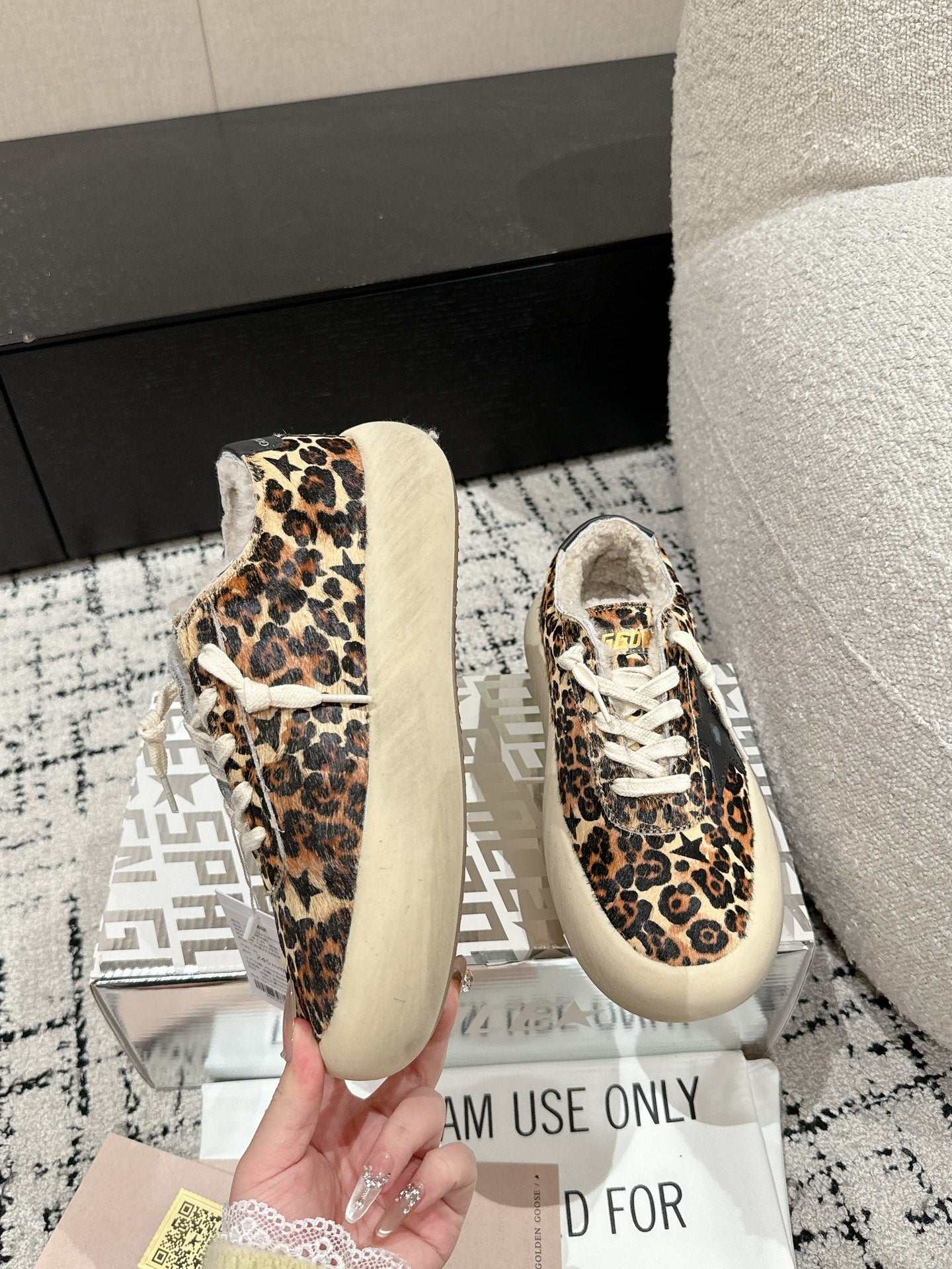 Golden Goose 2025 Space-Star Sabot Sneaker Leopard Beige Wool 141173