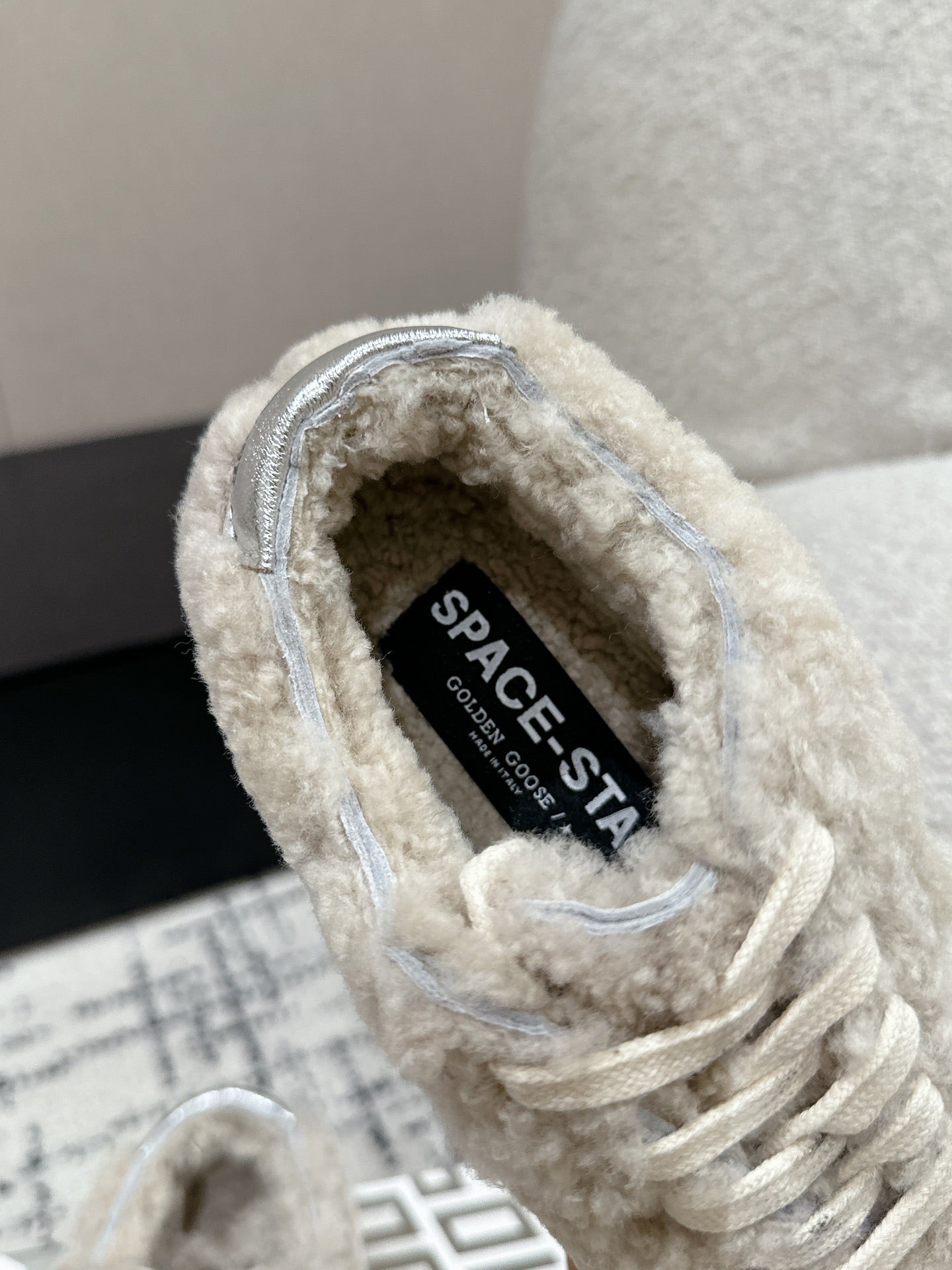 Golden Goose 2025 Space-Star Sabot Sneaker Beige White Wool 141175