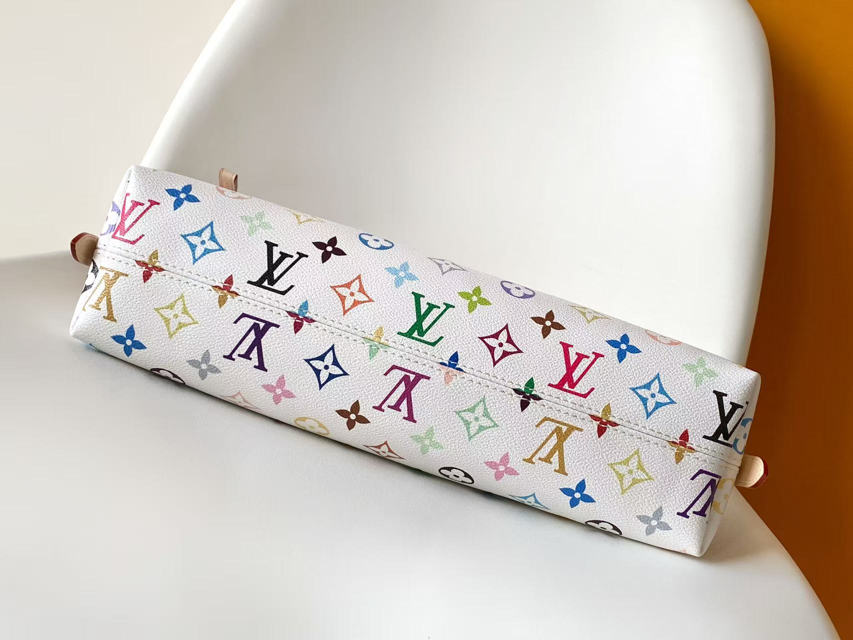 LV 2026 CarryAll Handbag 36cm White Multicolors Canvas Cowhide 281514