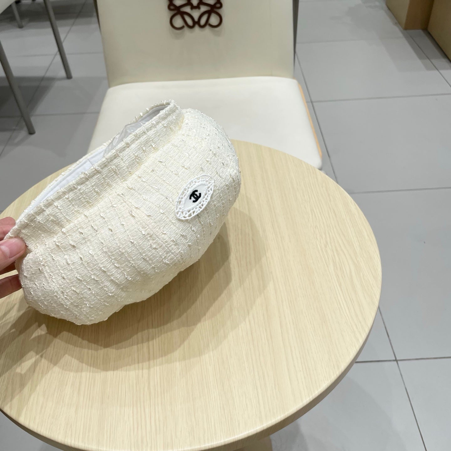 Chanel Embroidered Chanel Logo Beret 412878